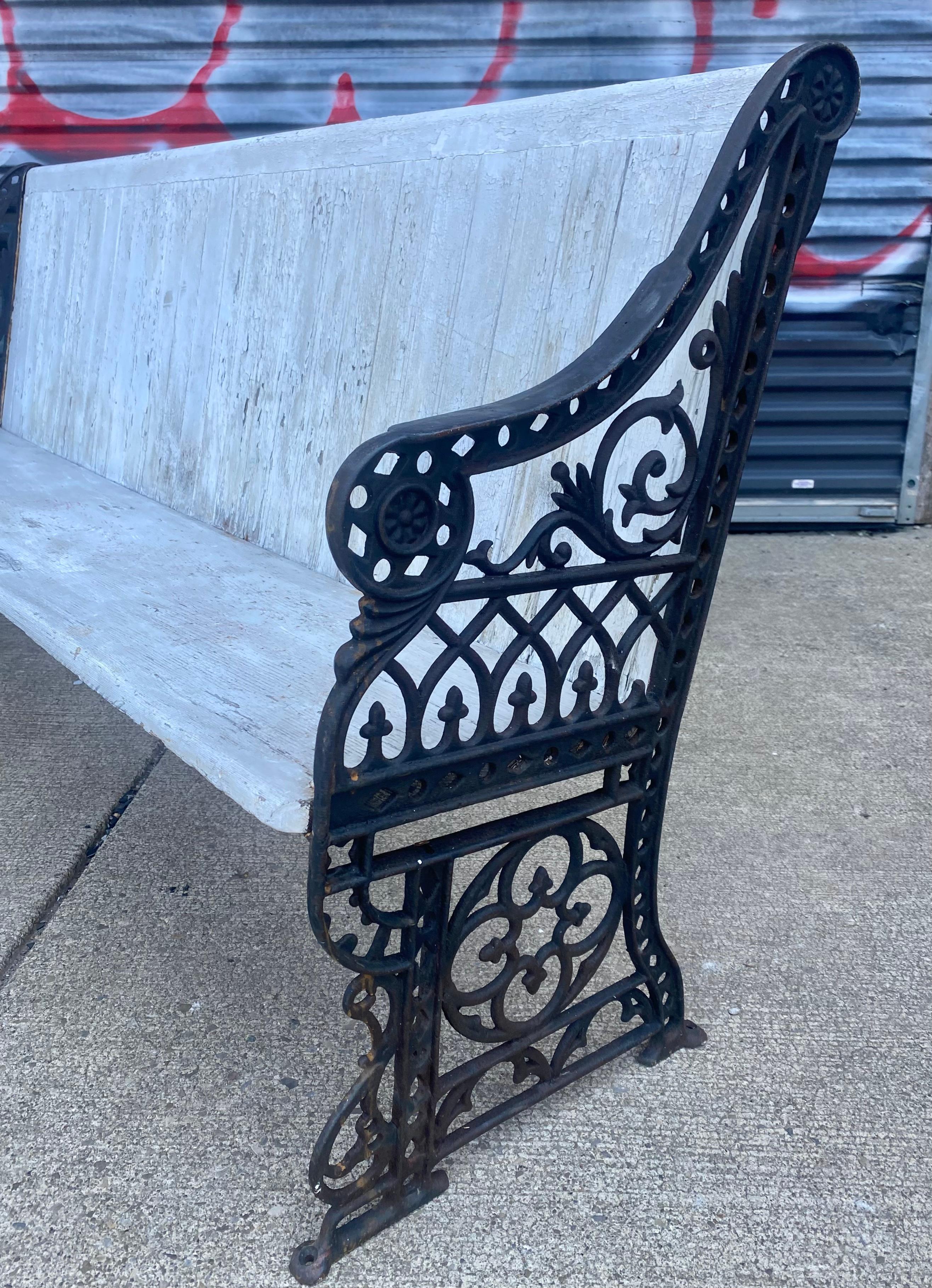 Unusual Train / Bus Terminal Cast Iron and Wood bench ....Garden bench For Sale 2