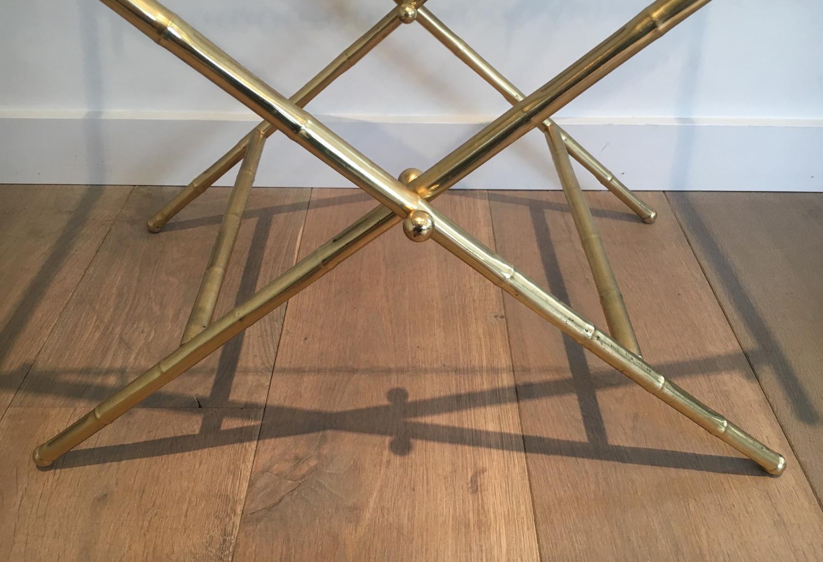Unusual Tray Table in Brass with a Lacquer Tole Top, circa 1950 For Sale 4