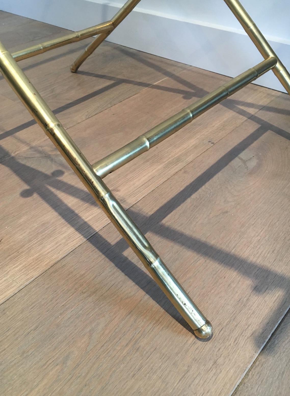 Unusual Tray Table in Brass with a Lacquer Tole Top, circa 1950 For Sale 5