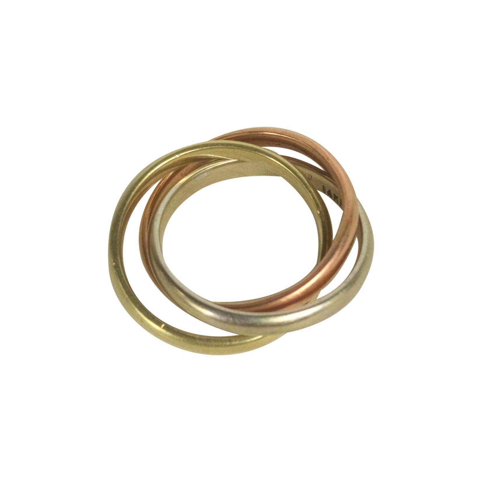 Unusual Tricolor Gold Rolling Ring