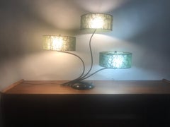 Unusual Triple Shade Table Lamp, , Majestic Lamp Company, , Green Fiberglass Shades