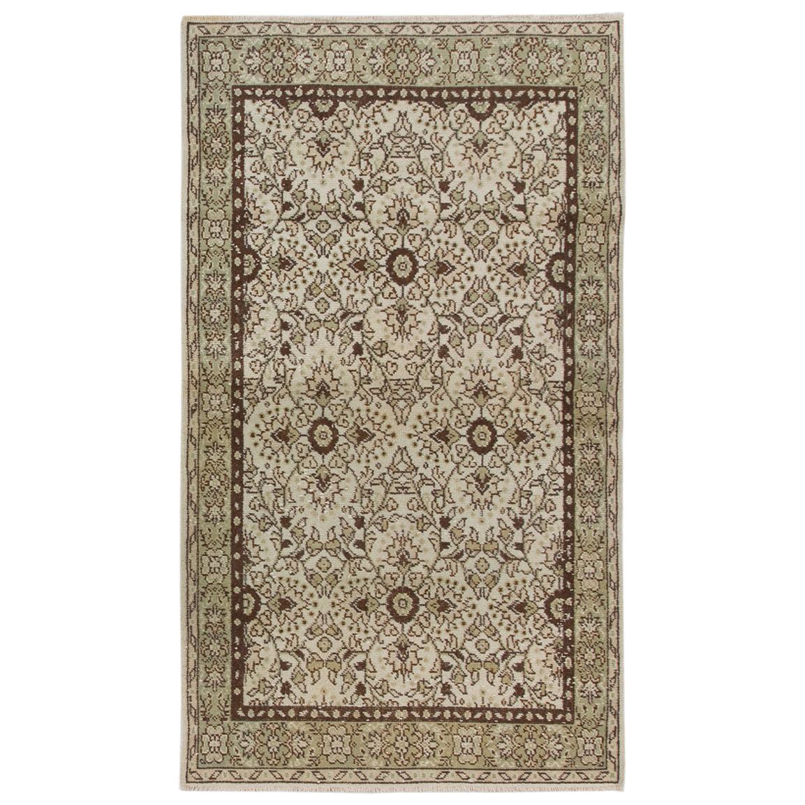 Faded Rose Pink and Aque Blue Color Anatolian Rug at 1stDibs