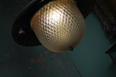 Unusual Turn of the Century Copper and Quilted Glass Gas Lantern Light