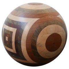 Unusual Turned Marquetry Ball Curio