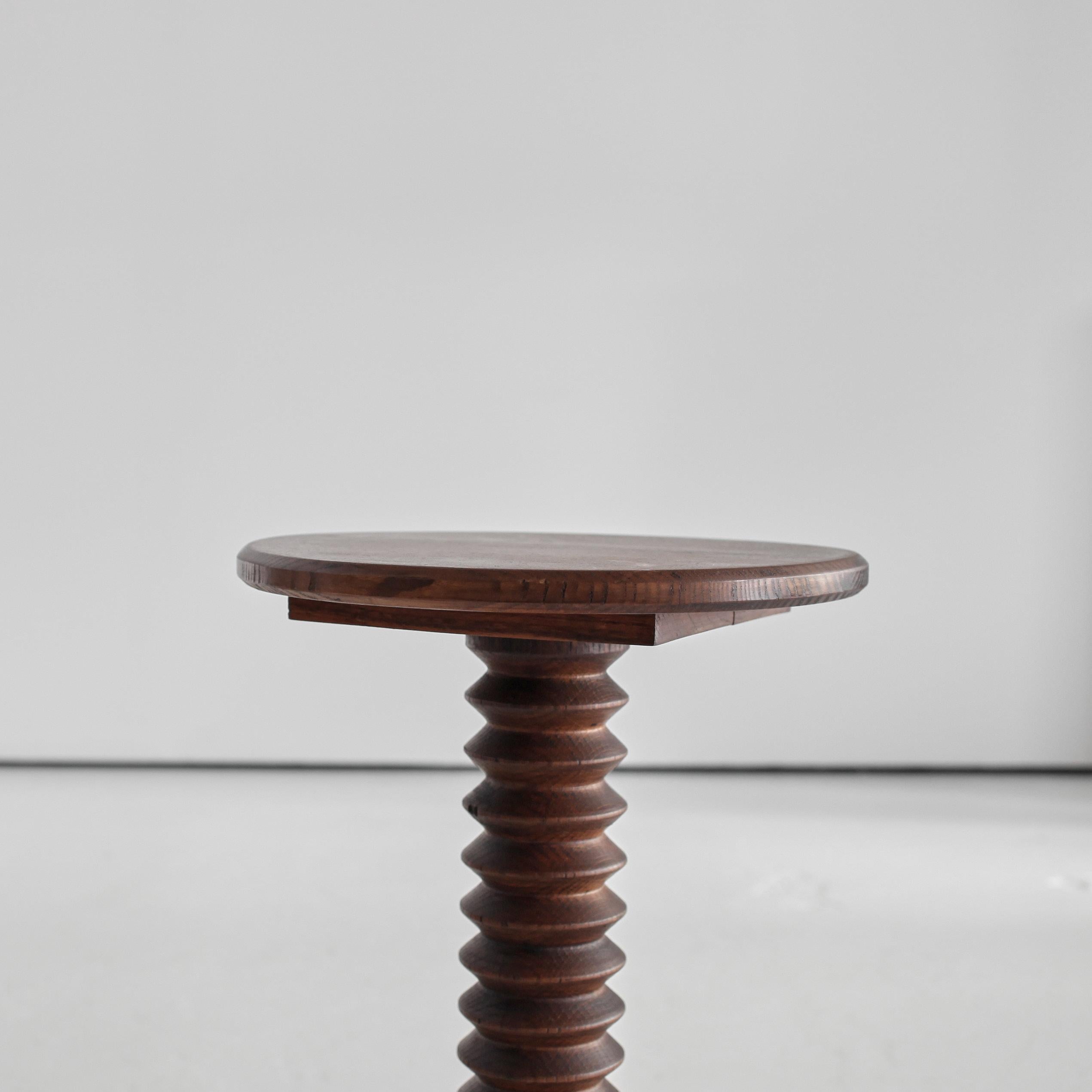 Unusual Turned Oak Side Table Attrib. Charles Dudouyt In Good Condition For Sale In London, GB
