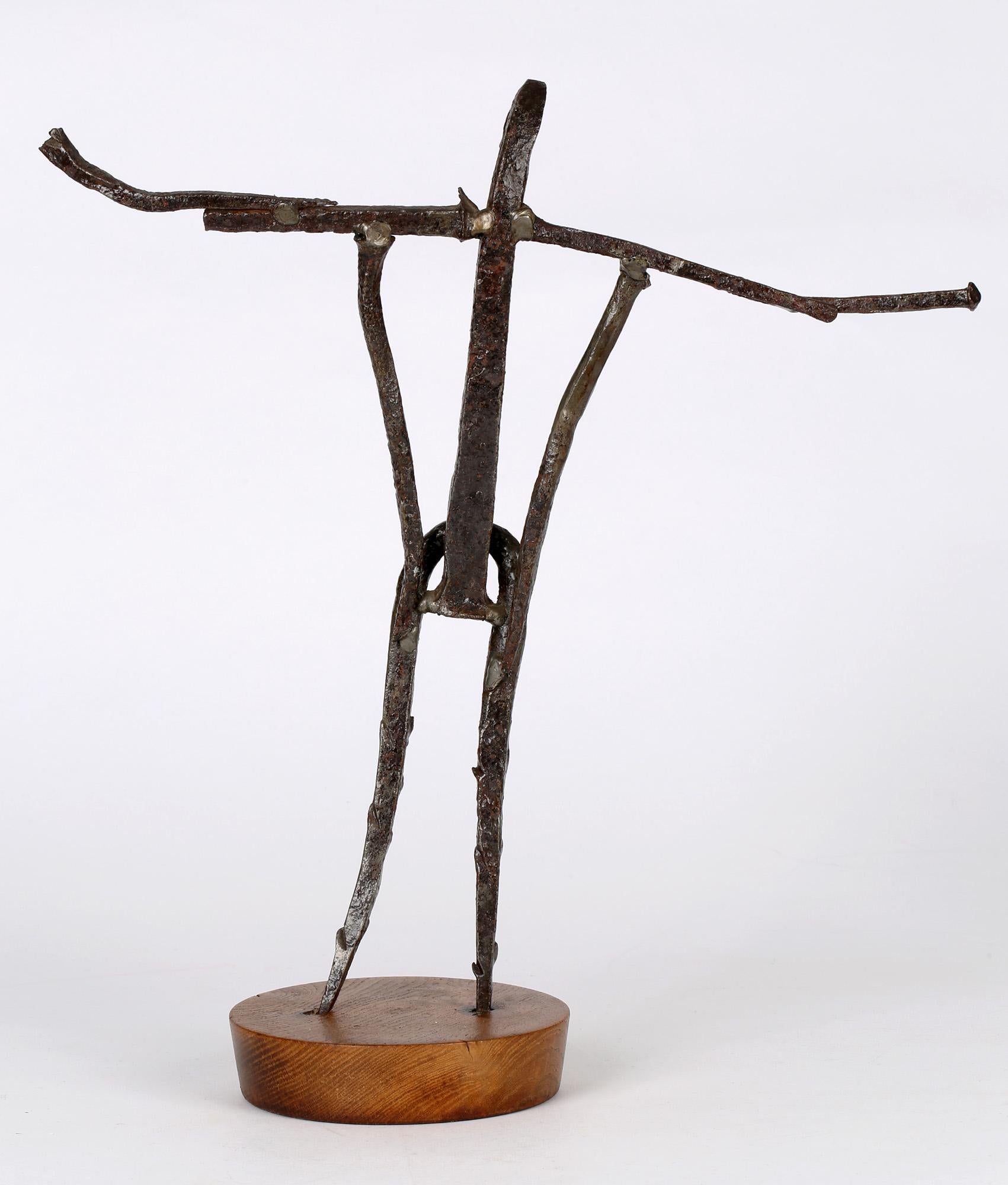 Mid-Century Modern Unusual Unique Abstract Crucifix Sculpture Formed from 15th Century Nails For Sale
