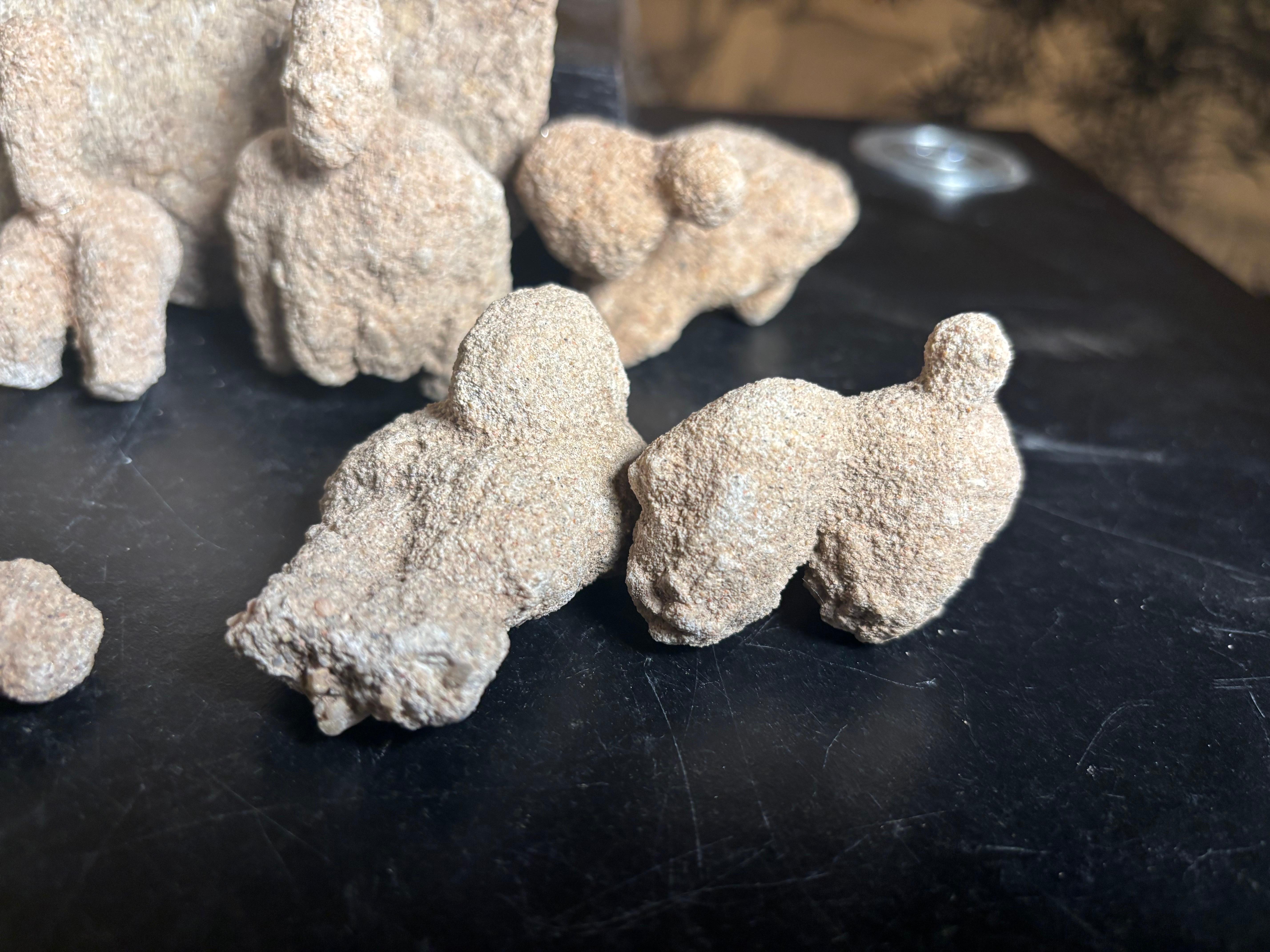 Unusual Unique Set Natural Rock Animal Sculptures For Sale 3