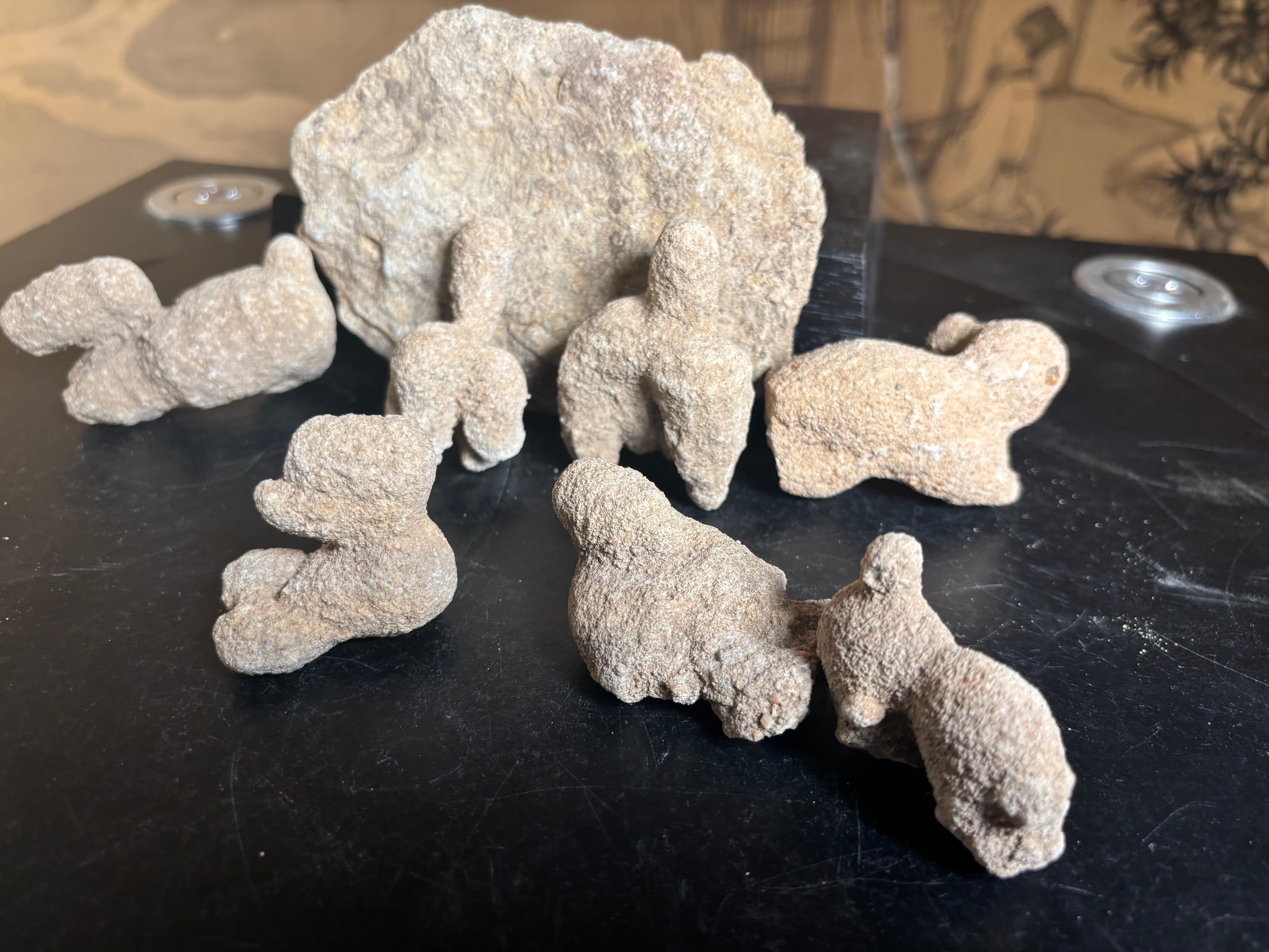 Unusual Unique Set Natural Rock Animal Sculptures For Sale 6