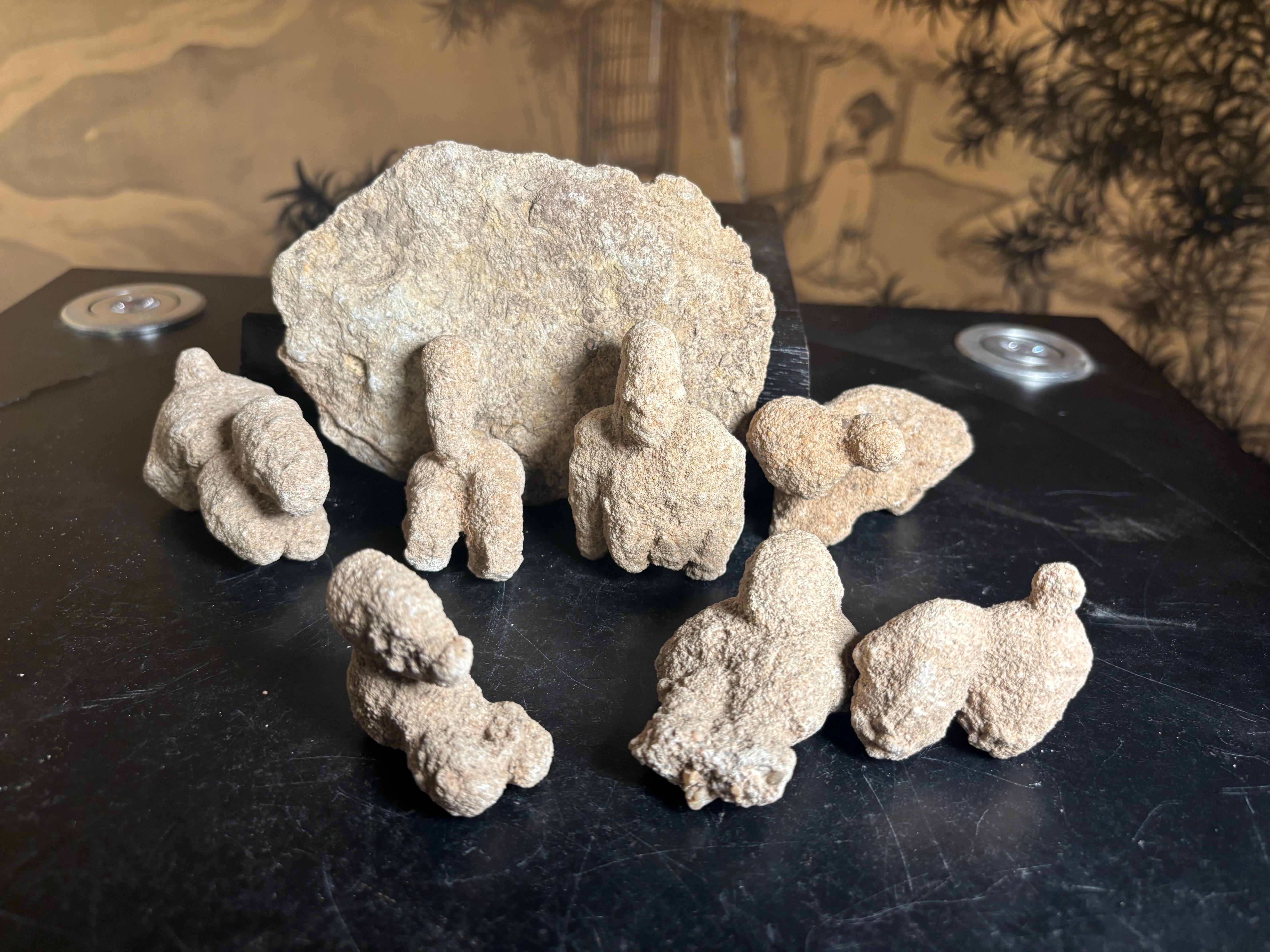 American Unusual Unique Set Natural Rock Animal Sculptures For Sale