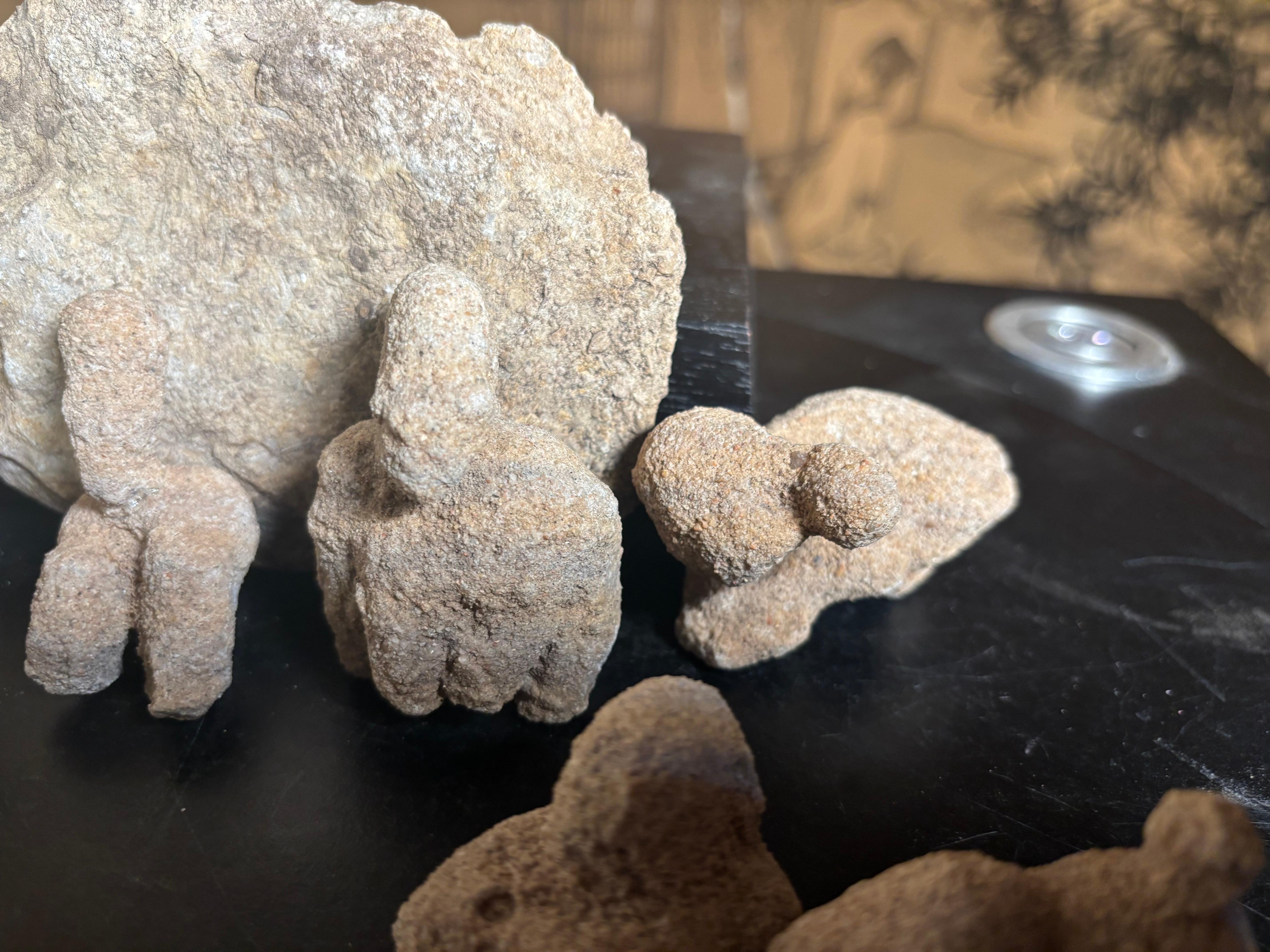 Unusual Unique Set Natural Rock Animal Sculptures For Sale 1