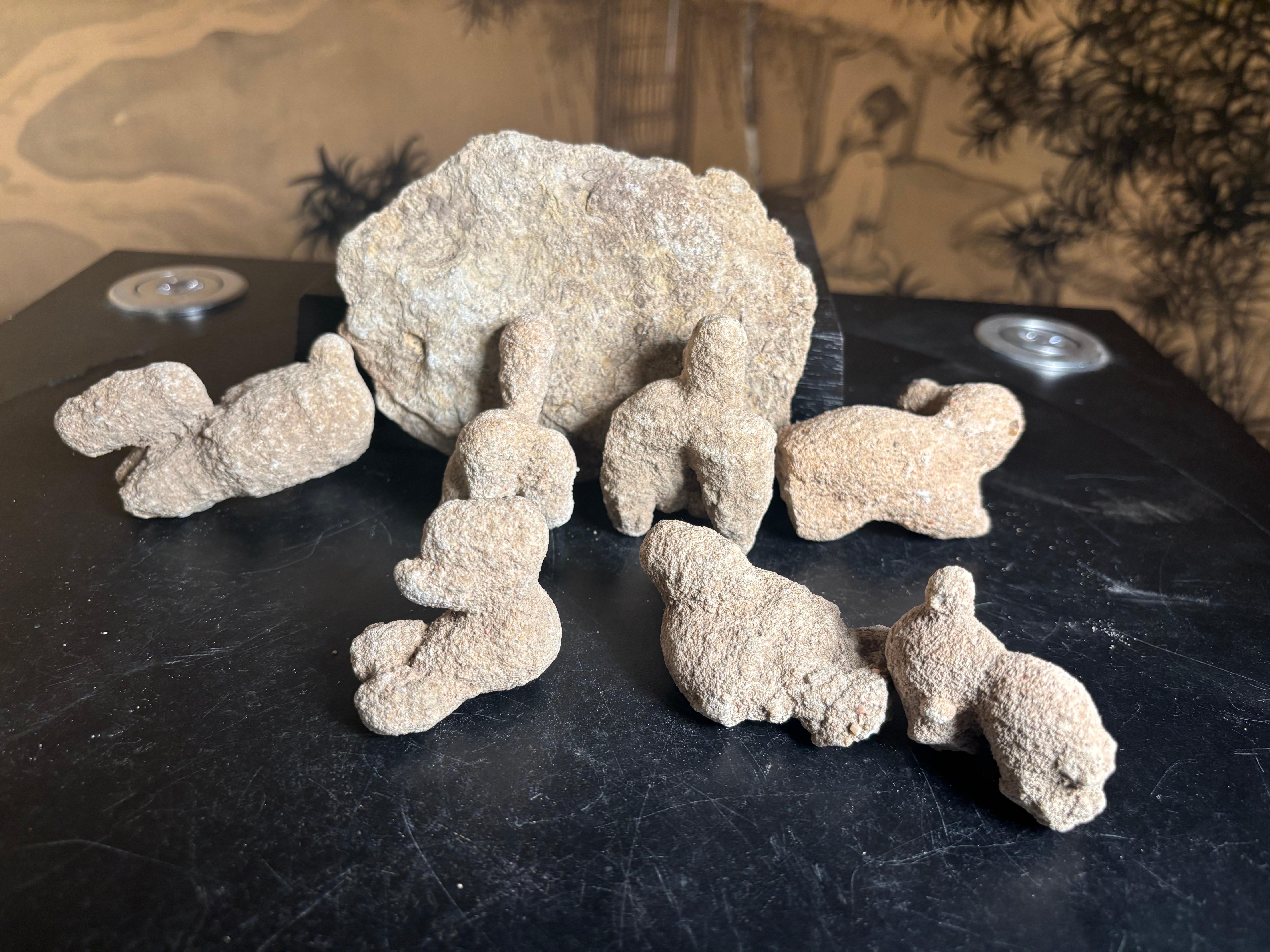 Unusual Unique Set Natural Rock Animal Sculptures For Sale 2