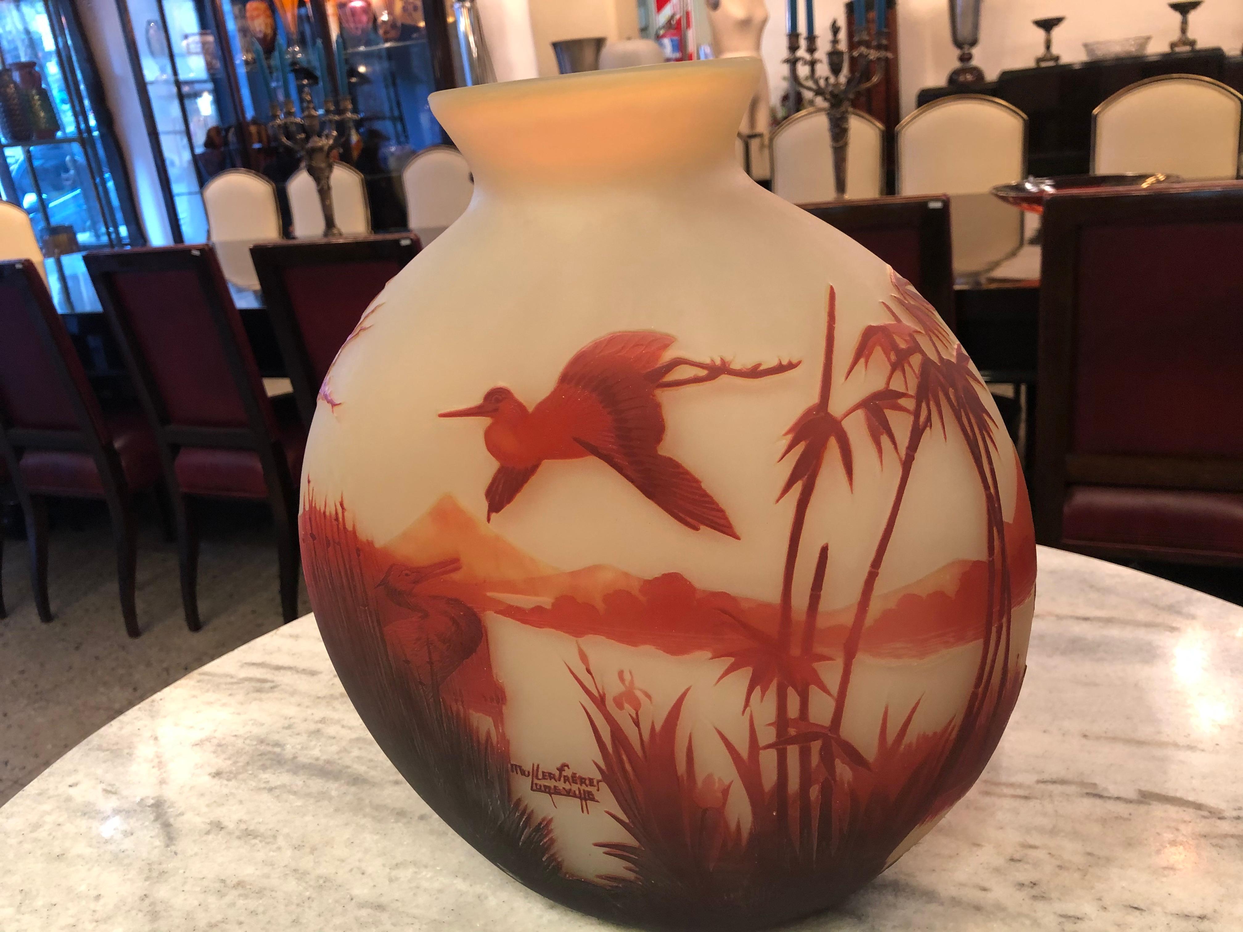 Unusual Vase, Muller Fres Luneville, Style: Jugendstil, Art Nouveau, Liberty For Sale 4