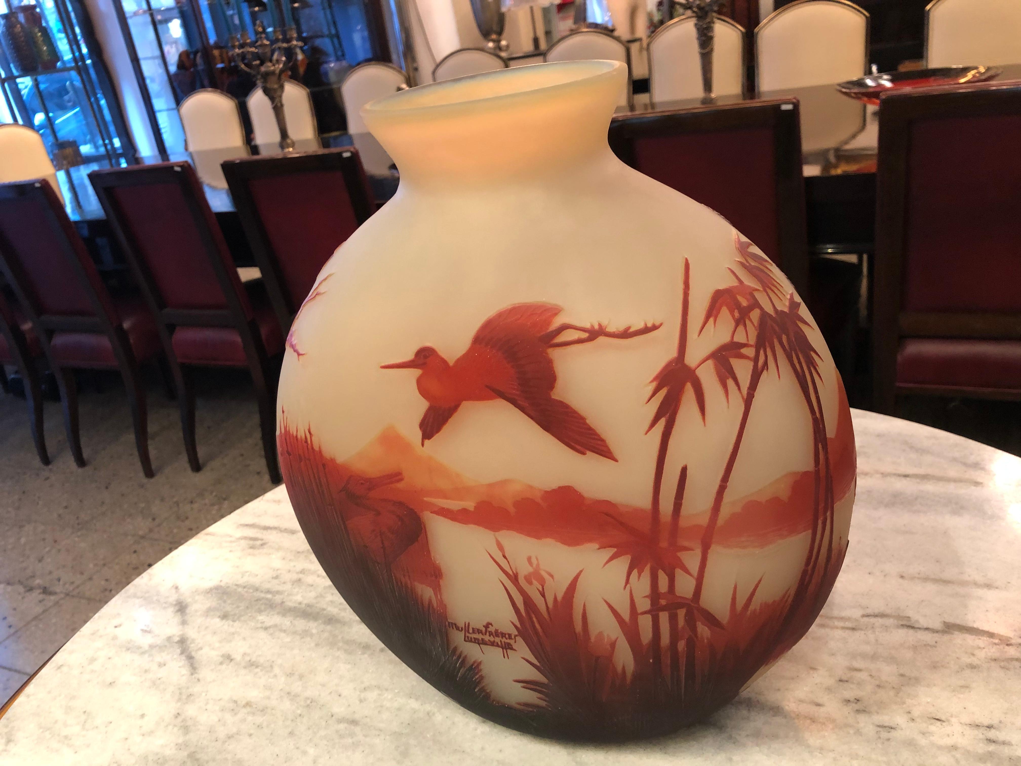 Unusual Vase, Muller Fres Luneville, Style: Jugendstil, Art Nouveau, Liberty For Sale 9