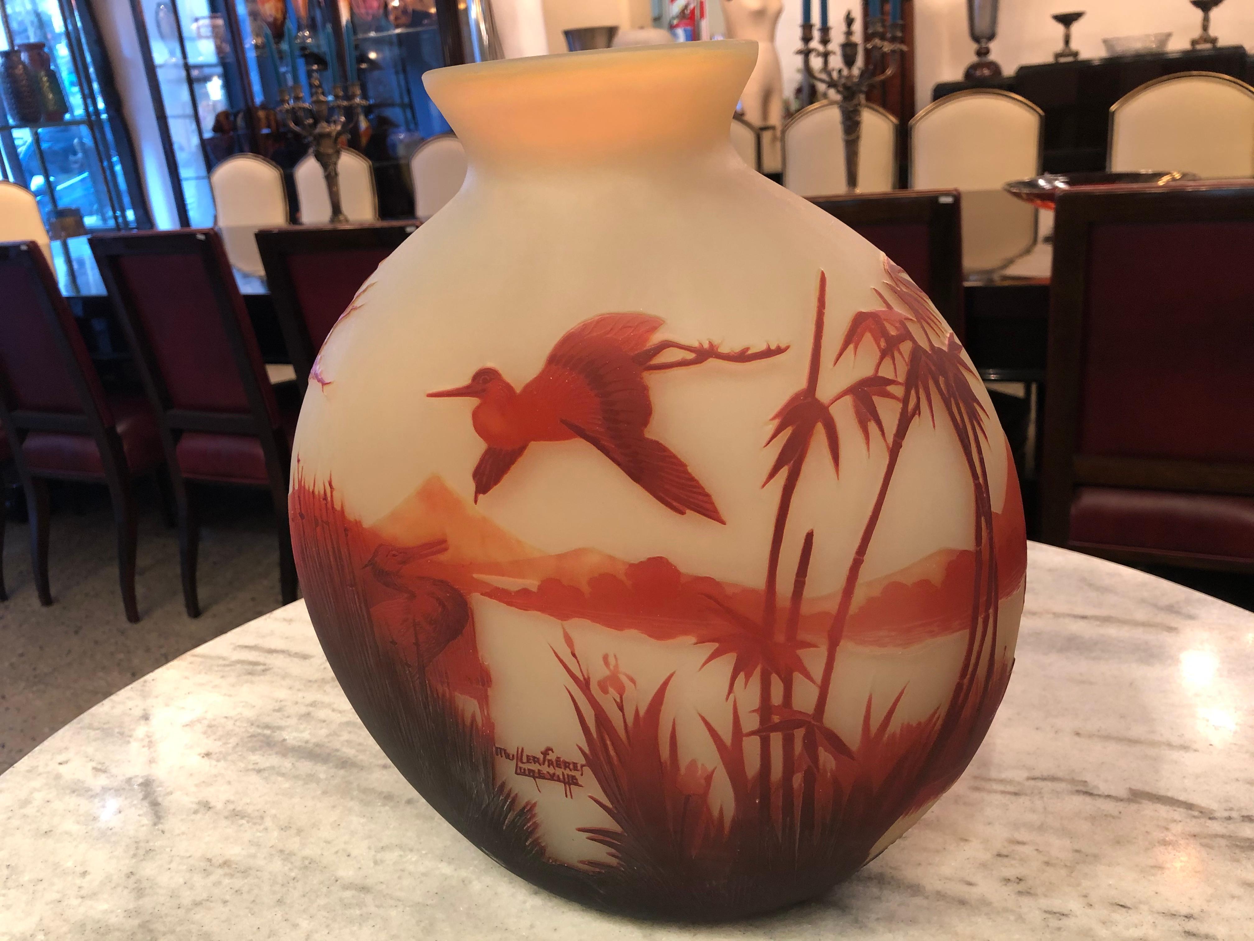 Unusual Vase, Muller Fres Luneville, Style: Jugendstil, Art Nouveau, Liberty For Sale 3