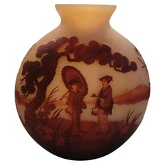 Vase inhabituel Muller Fres Luneville, style Jugendstil, Art Nouveau, Liberty
