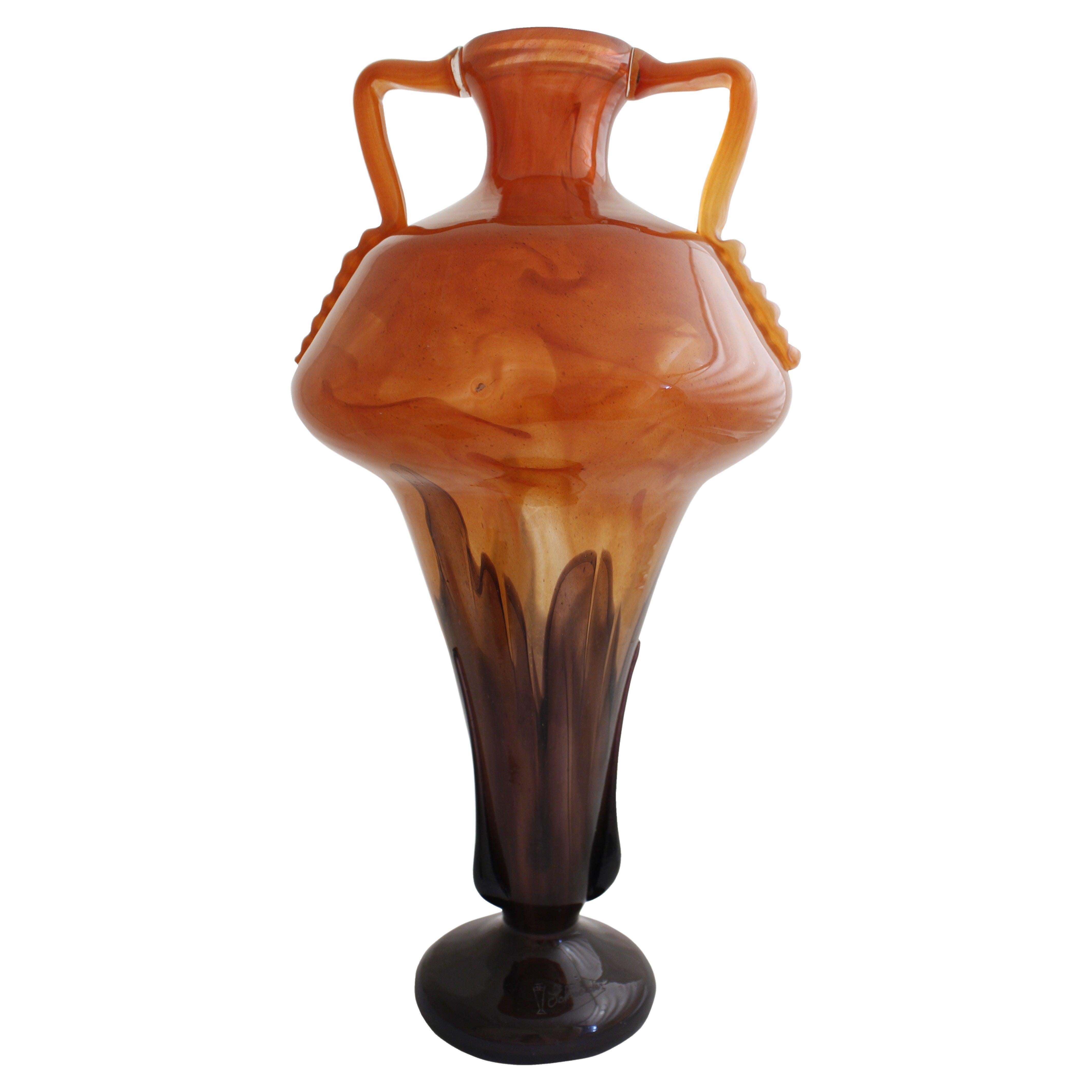  Unusual Vase Schneider With applications, France, Marbré decoration, 1922 For Sale