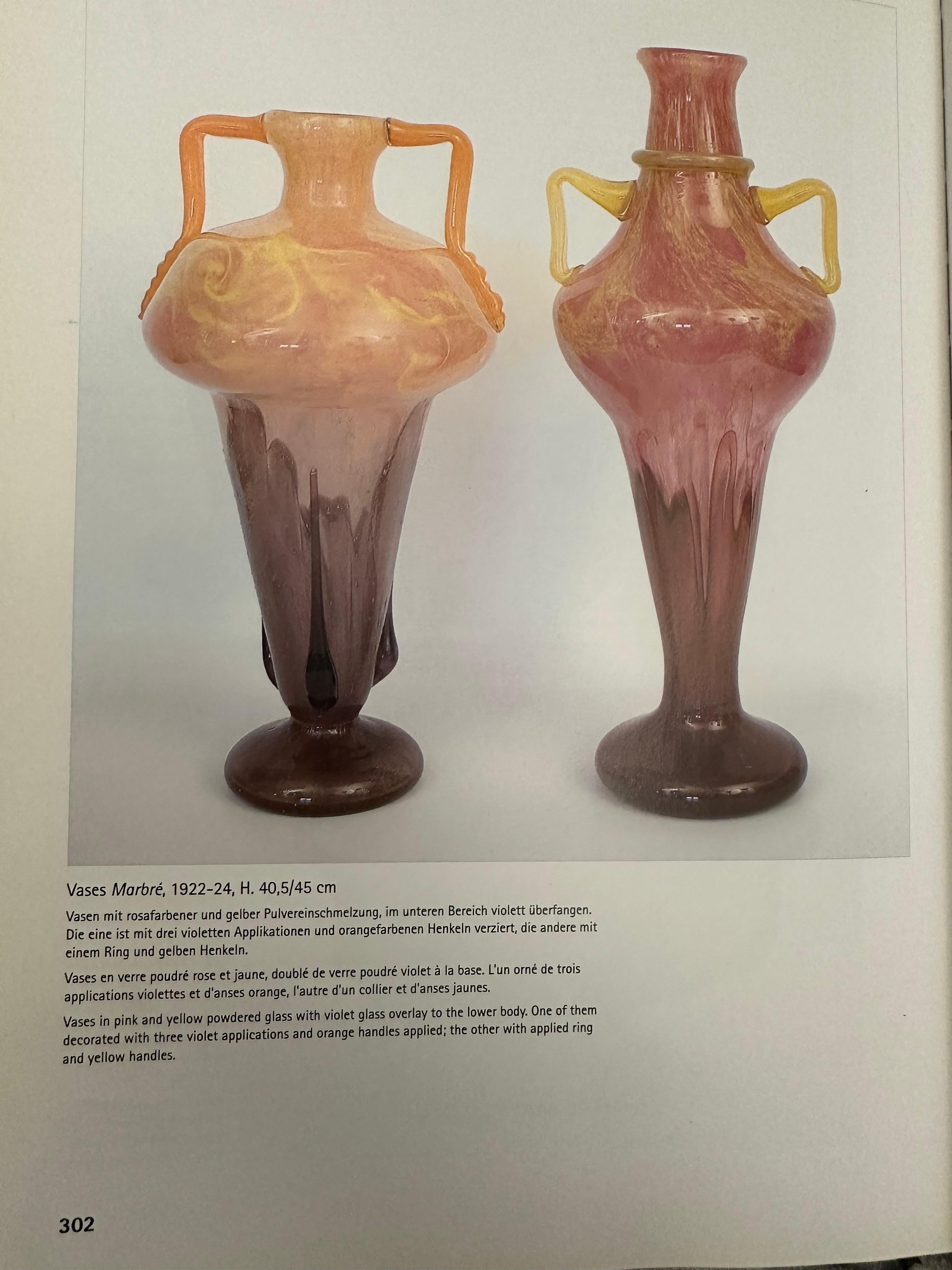 Verre d'art  Vase insolite Schneider avec applications, France, décor marbré, 1922 en vente