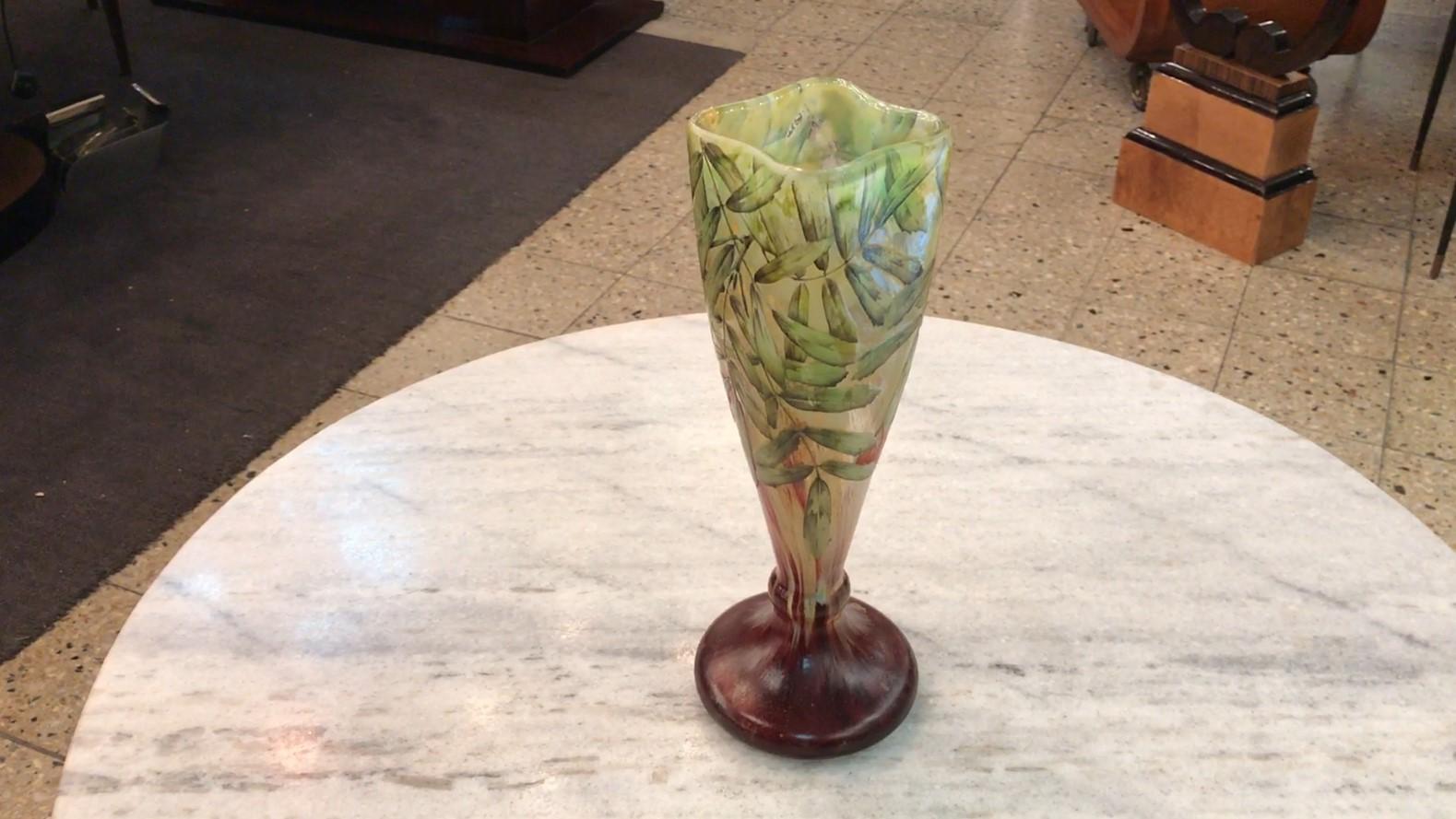 Unusual Vase, Sign: Daum Nancy France, Style: Jugendstil, Art Nouveau For Sale 5
