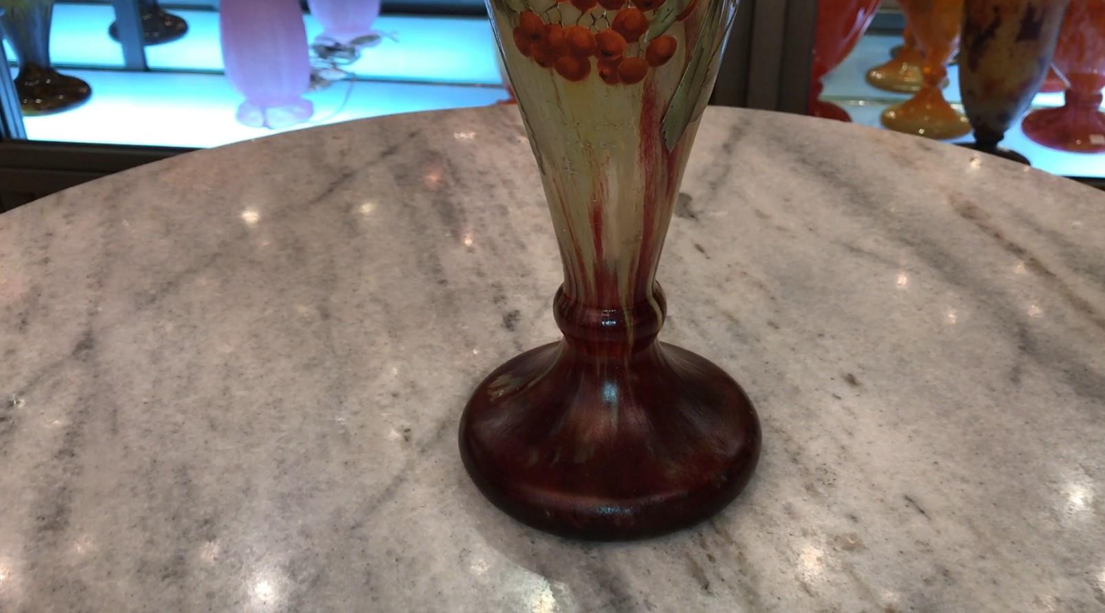 Unusual Vase, Sign: Daum Nancy France, Style: Jugendstil, Art Nouveau For Sale 9