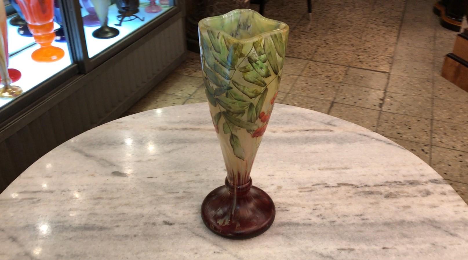 Unusual Vase, Sign: Daum Nancy France, Style: Jugendstil, Art Nouveau For Sale 3