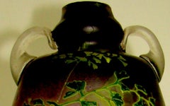 Unusual Vase with application, Sign: Muller Freres Luneville,  Art Nouveau