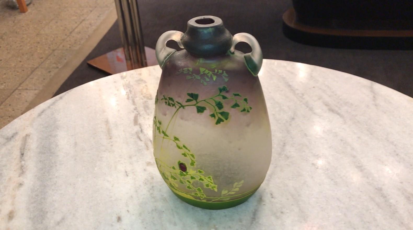 Early 20th Century Unusual Vase with application, Sign: Muller Freres Luneville,  Art Nouveau For Sale