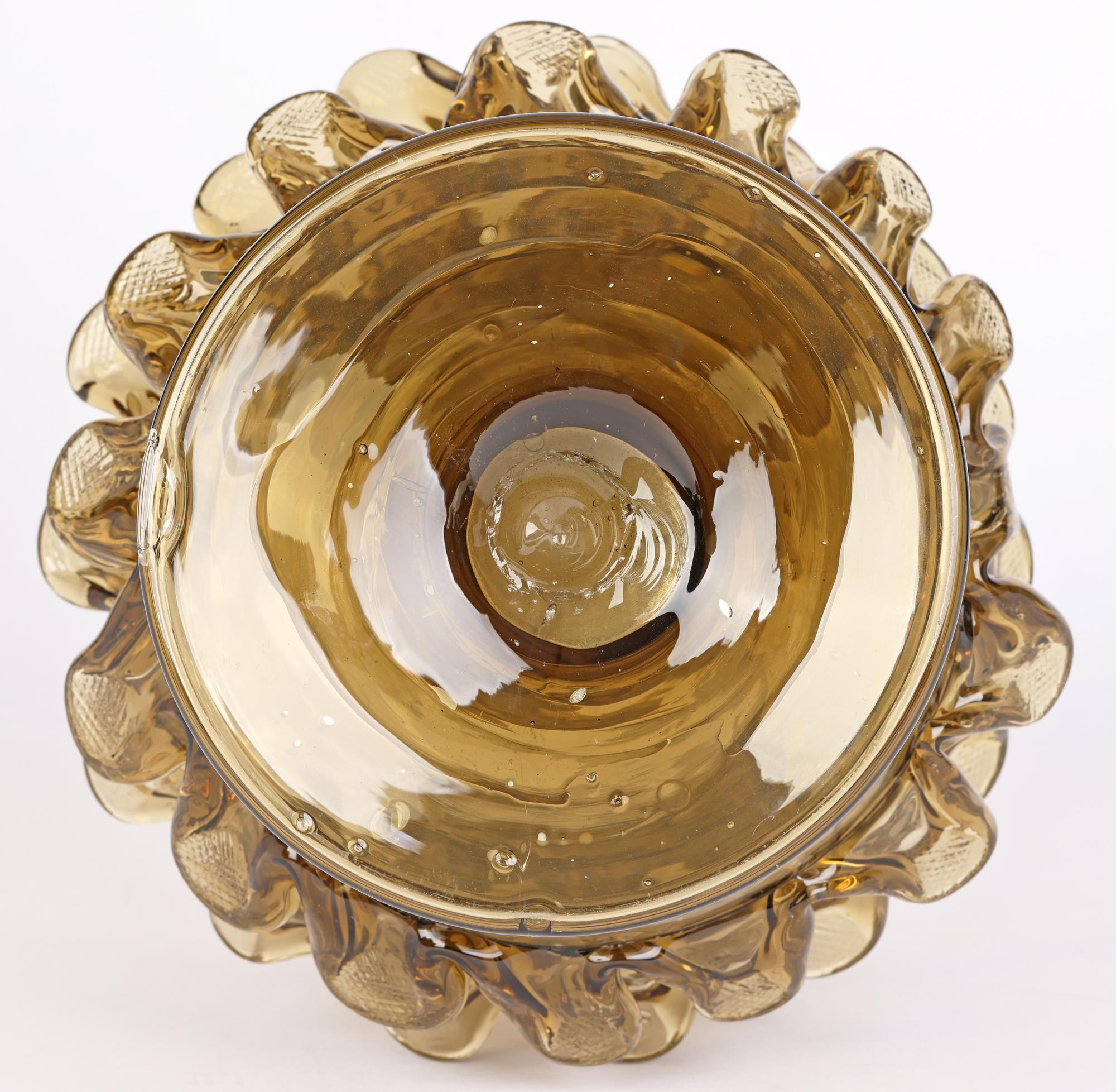 Unusual Venetian ‘Pinecone’ Smoked Art Glass Vase For Sale 3