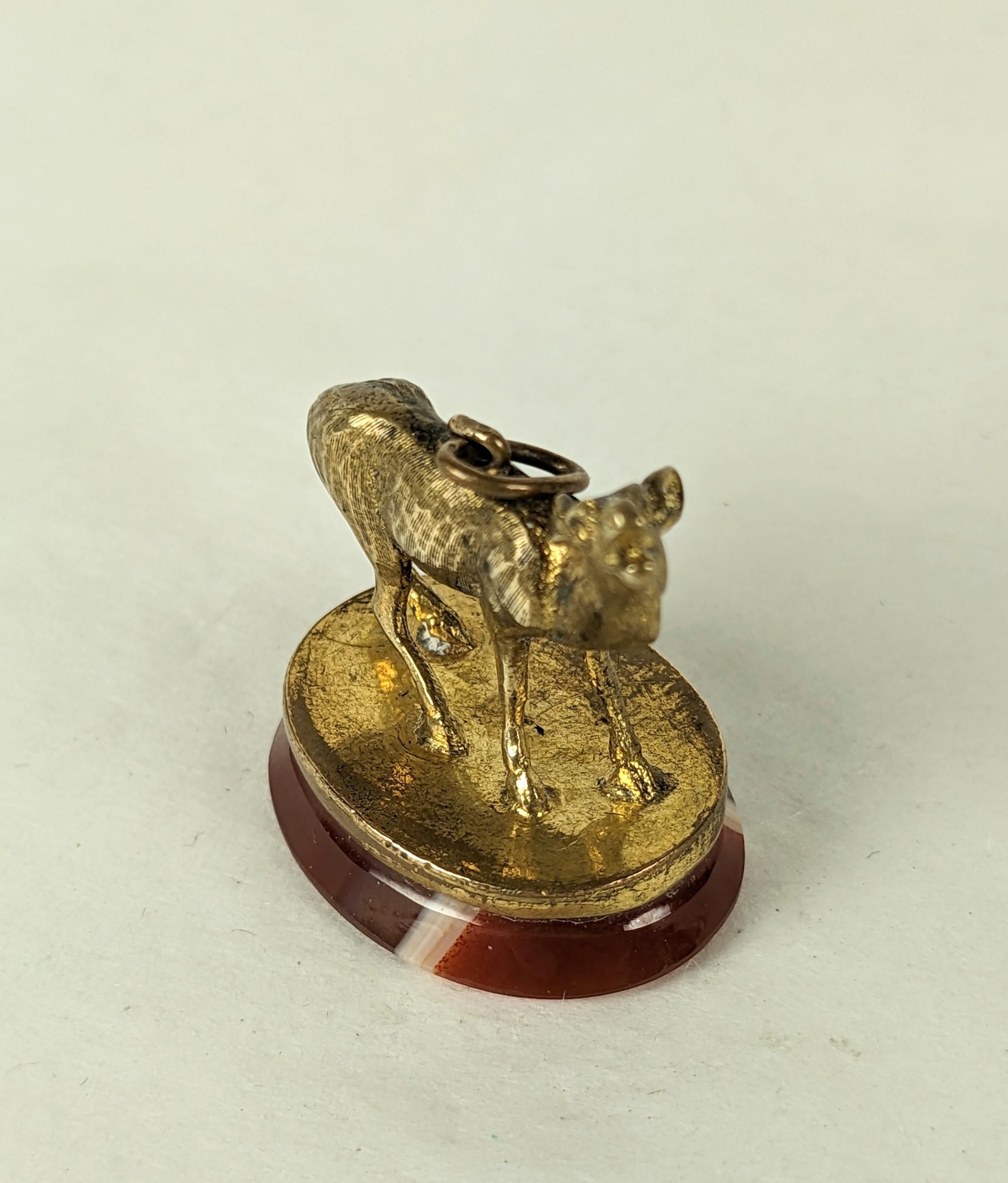 Unusual Victorian Agate Figural Fob In Good Condition For Sale In New York, NY