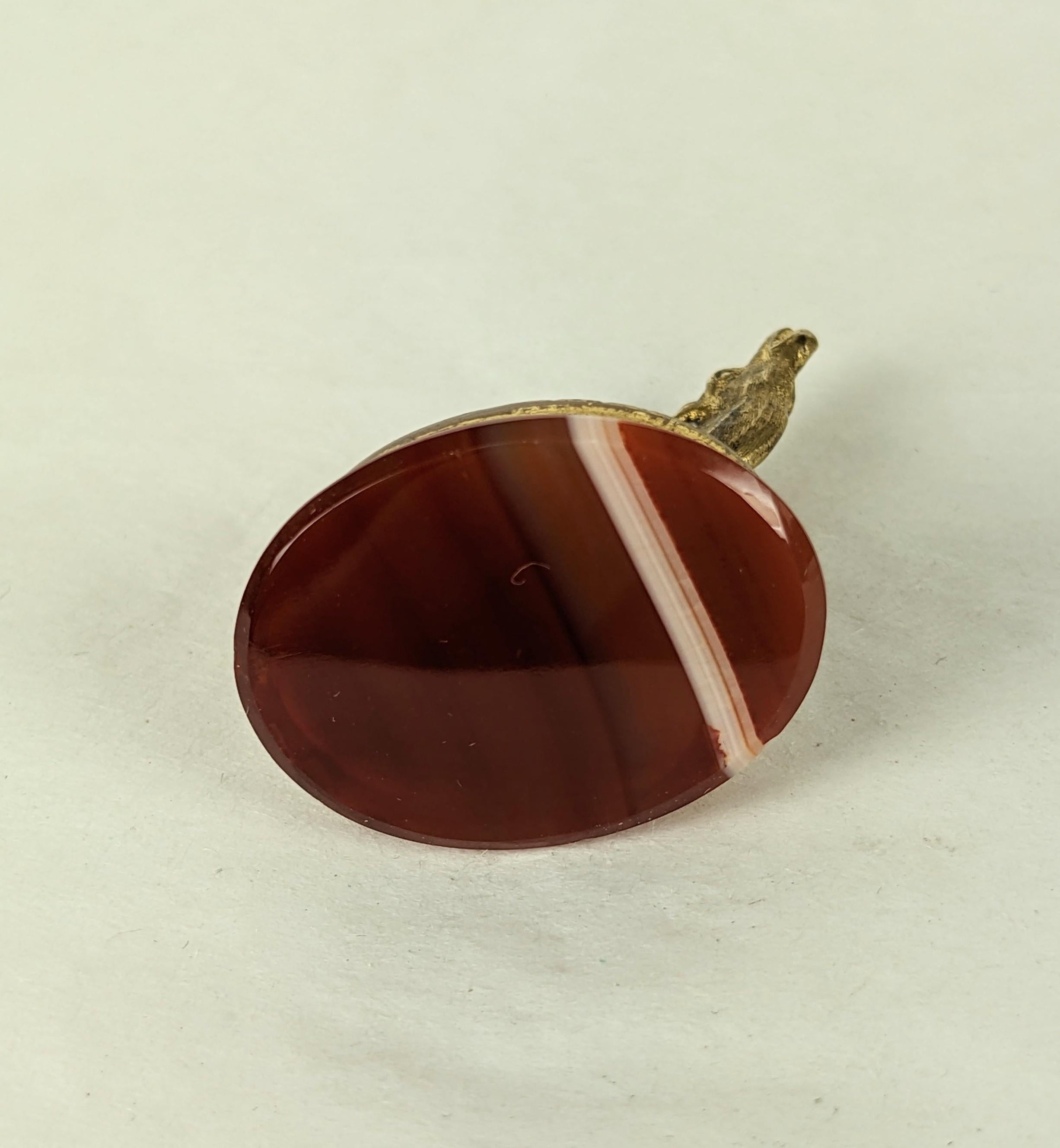 Women's or Men's Unusual Victorian Agate Figural Fob For Sale