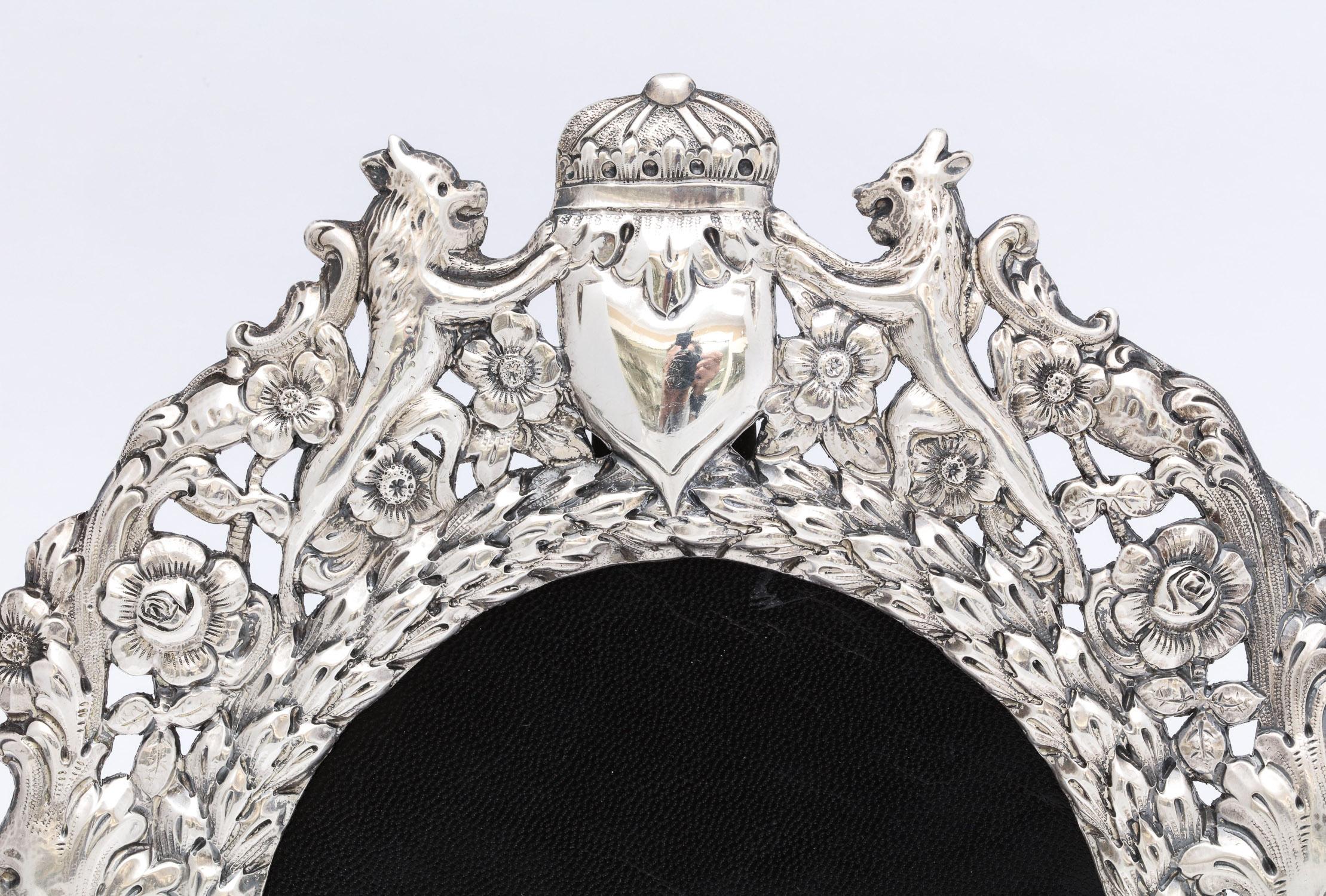 American Unusual Victorian All-Sterling Silver Lion's Paw-Footed Picture Frame