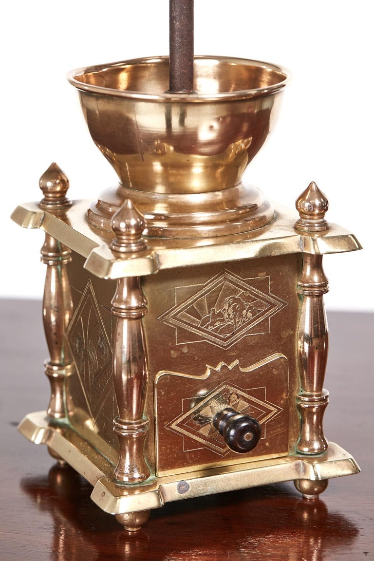 Unusual Victorian Brass Coffee Grinder at 1stDibs