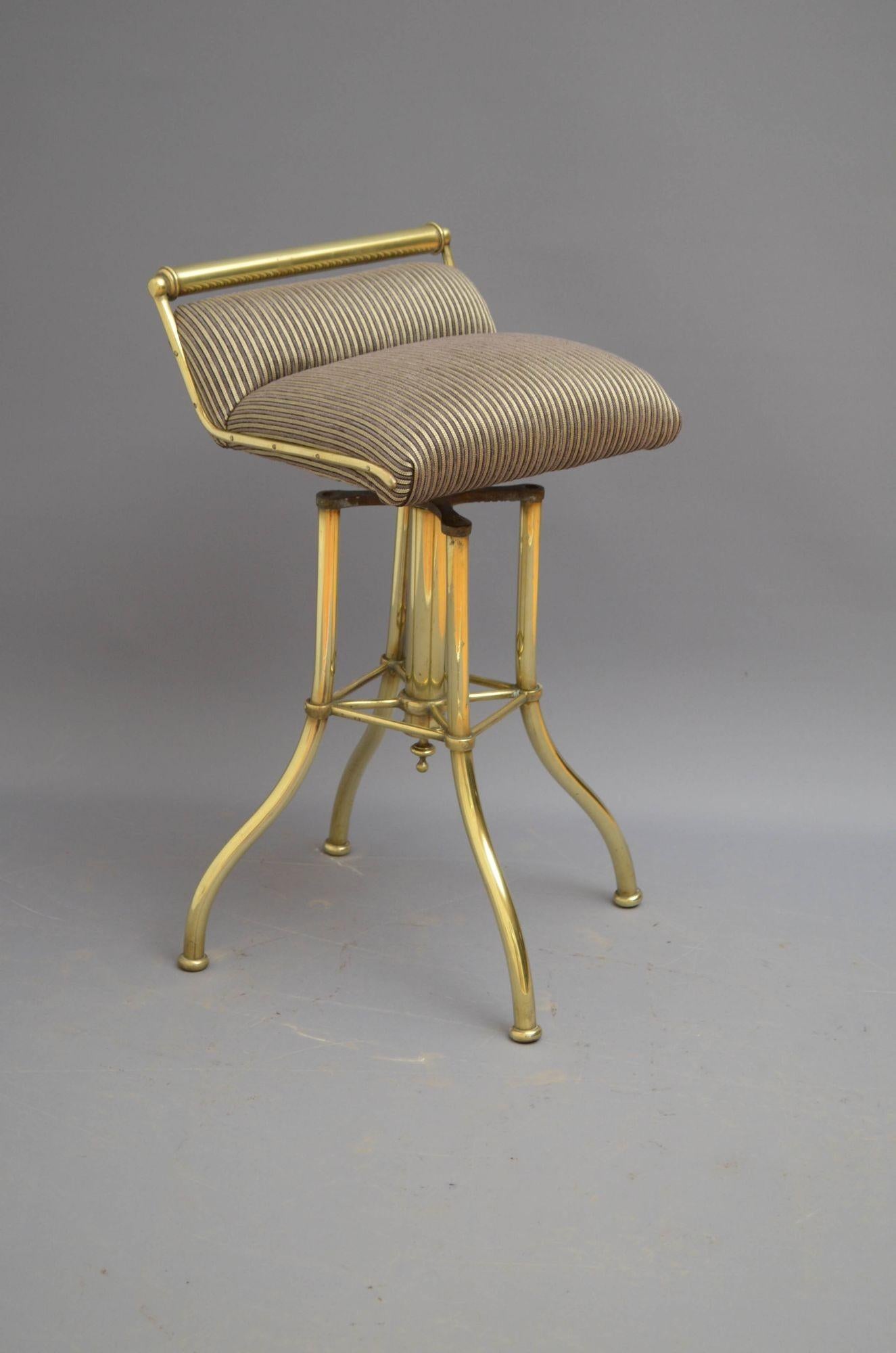 19th Century Unusual Victorian Brass Music Stool For Sale