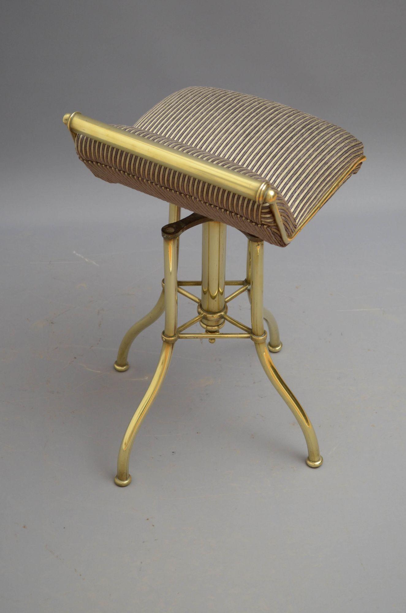 Unusual Victorian Brass Music Stool For Sale 3