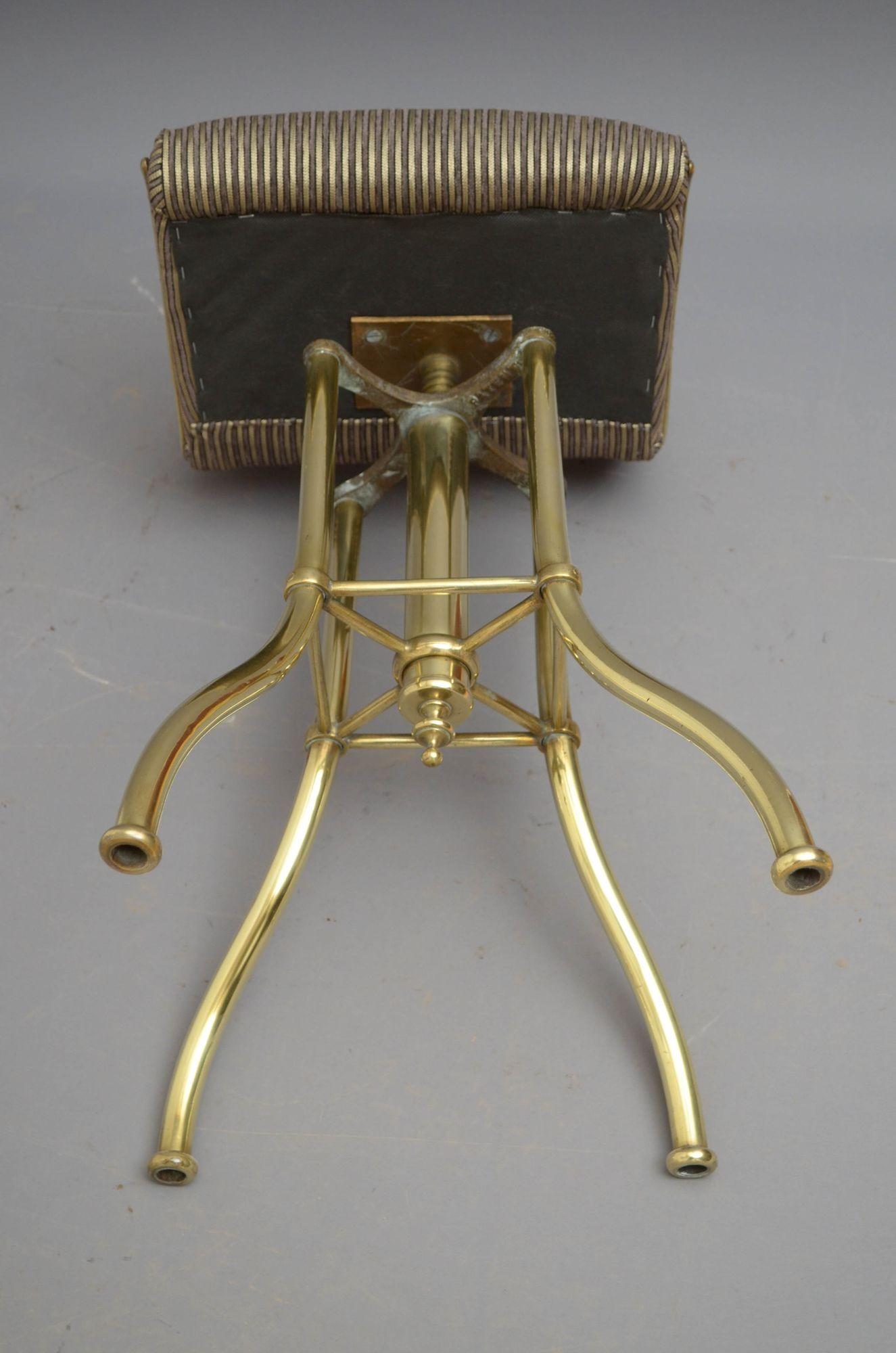 Unusual Victorian Brass Music Stool For Sale 4