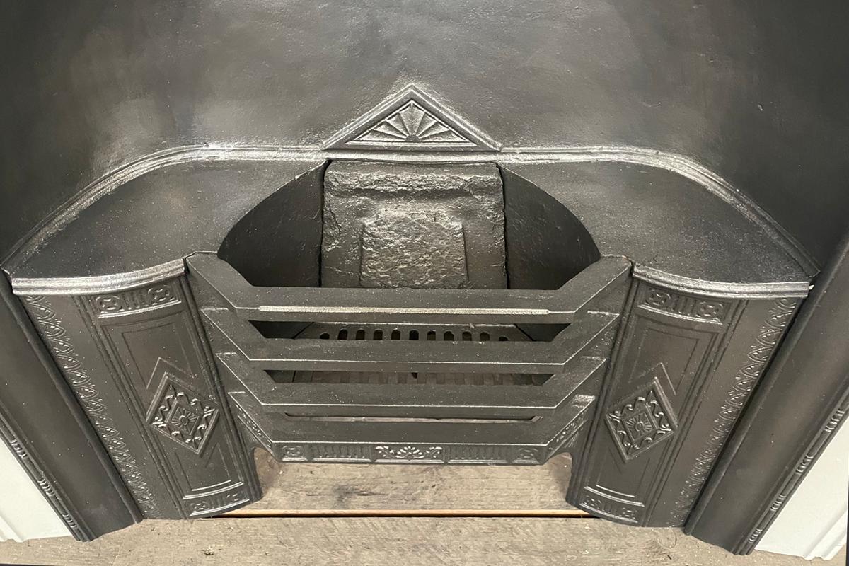 English Unusual Victorian Cast Iron Combination Fireplace For Sale