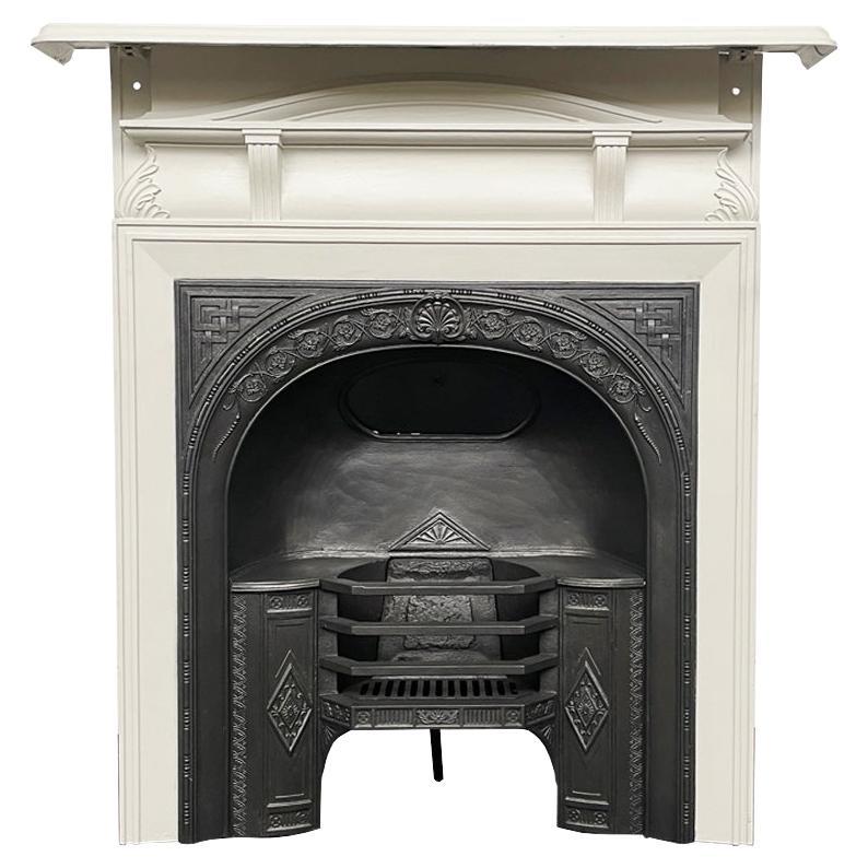 Unusual Victorian Cast Iron Combination Fireplace For Sale