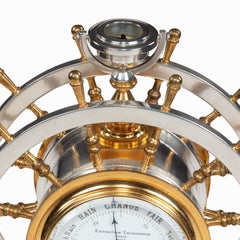 Unusual Victorian Double Steering-Wheel Desk Clock and Barometer