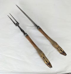 Unusual Victorian Figural Carving Set, Deer