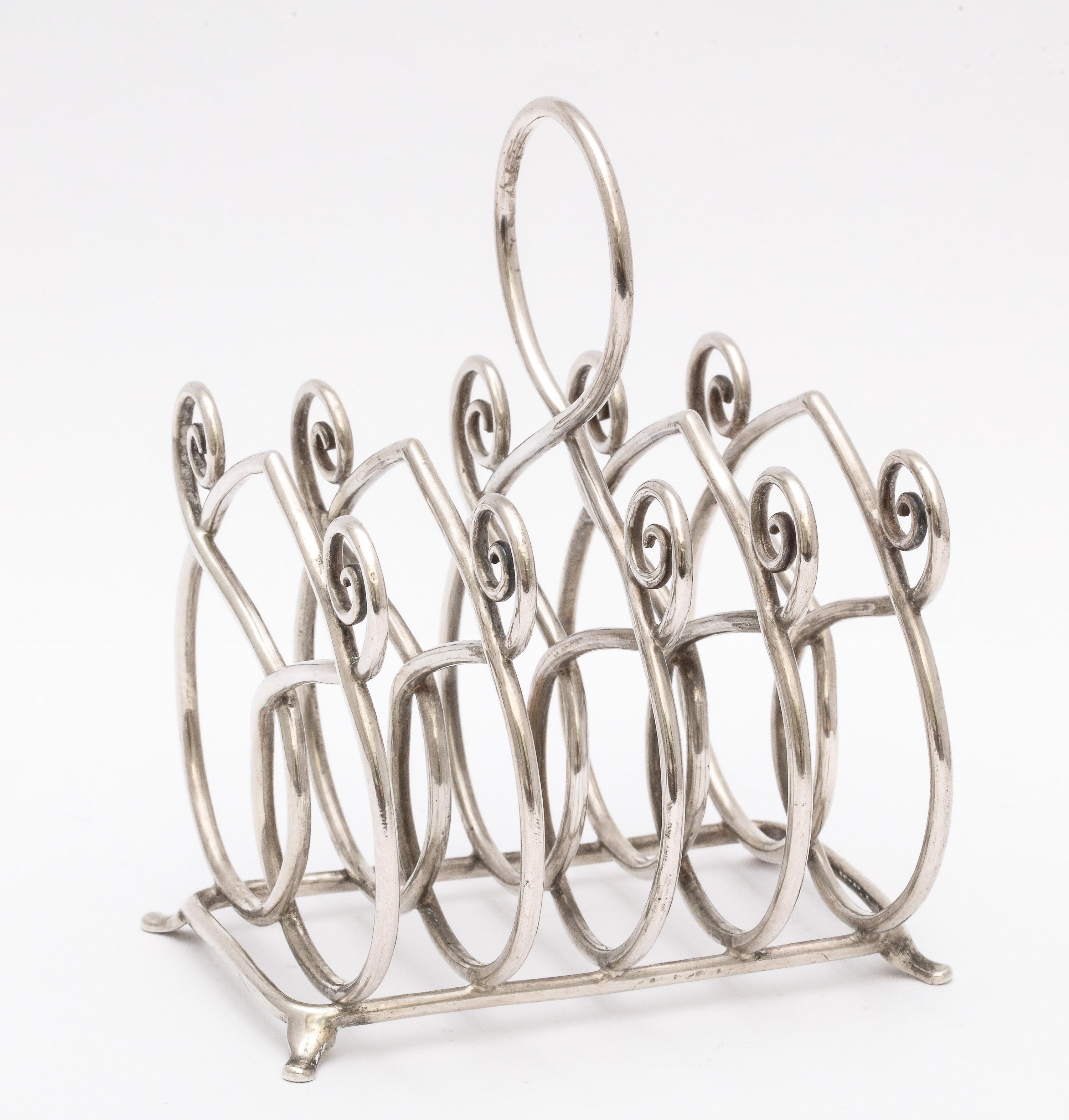 American Unusual Victorian Footed Sterling Silver Toast Rack by Gorham