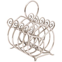 Unusual Victorian Footed Sterling Silver Toast Rack by Gorham