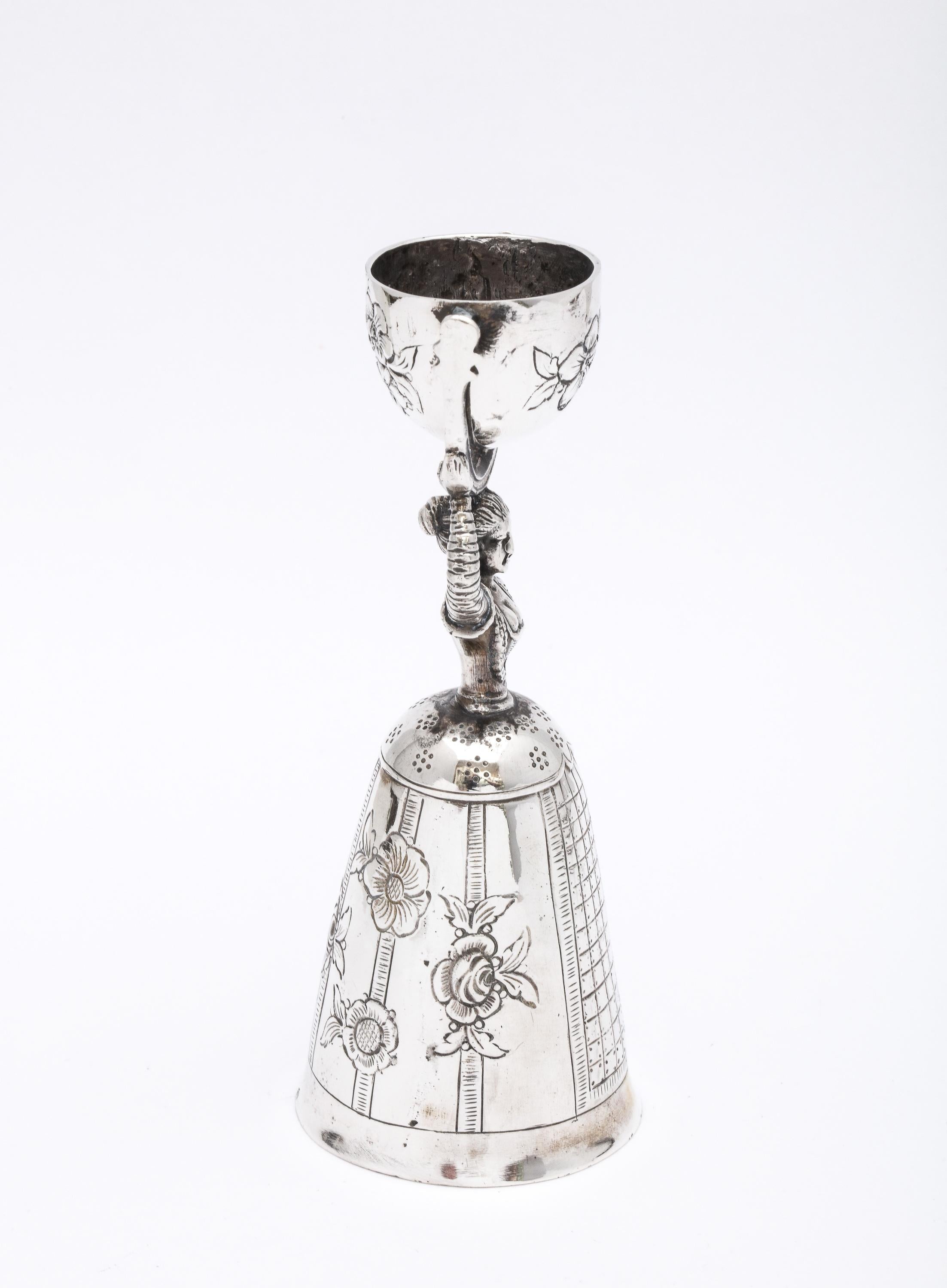 Unusual Victorian Period Hanau Continental Silver (.800) Wager Cup-Form Bell 5