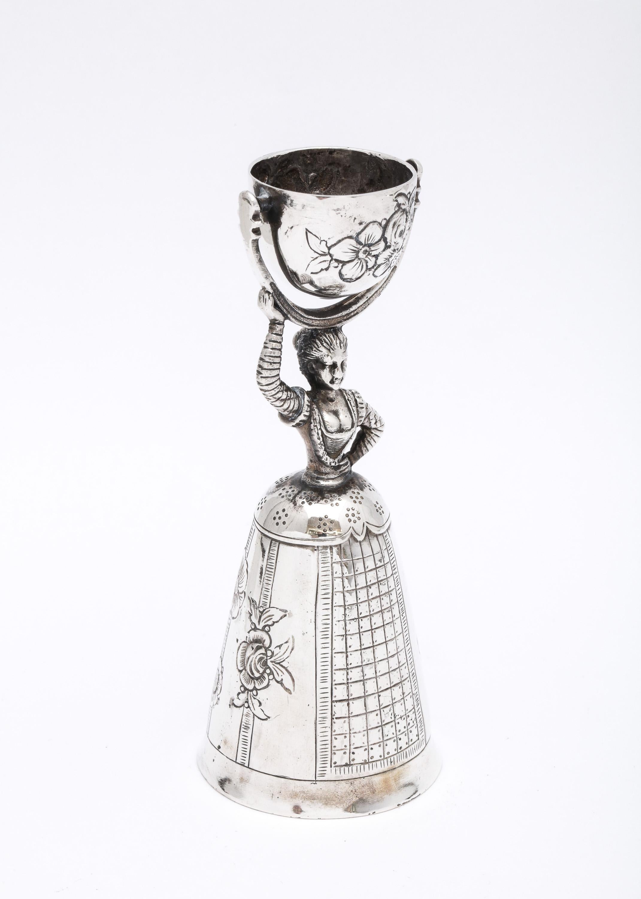 Unusual Victorian Period Hanau Continental Silver (.800) Wager Cup-Form Bell 6
