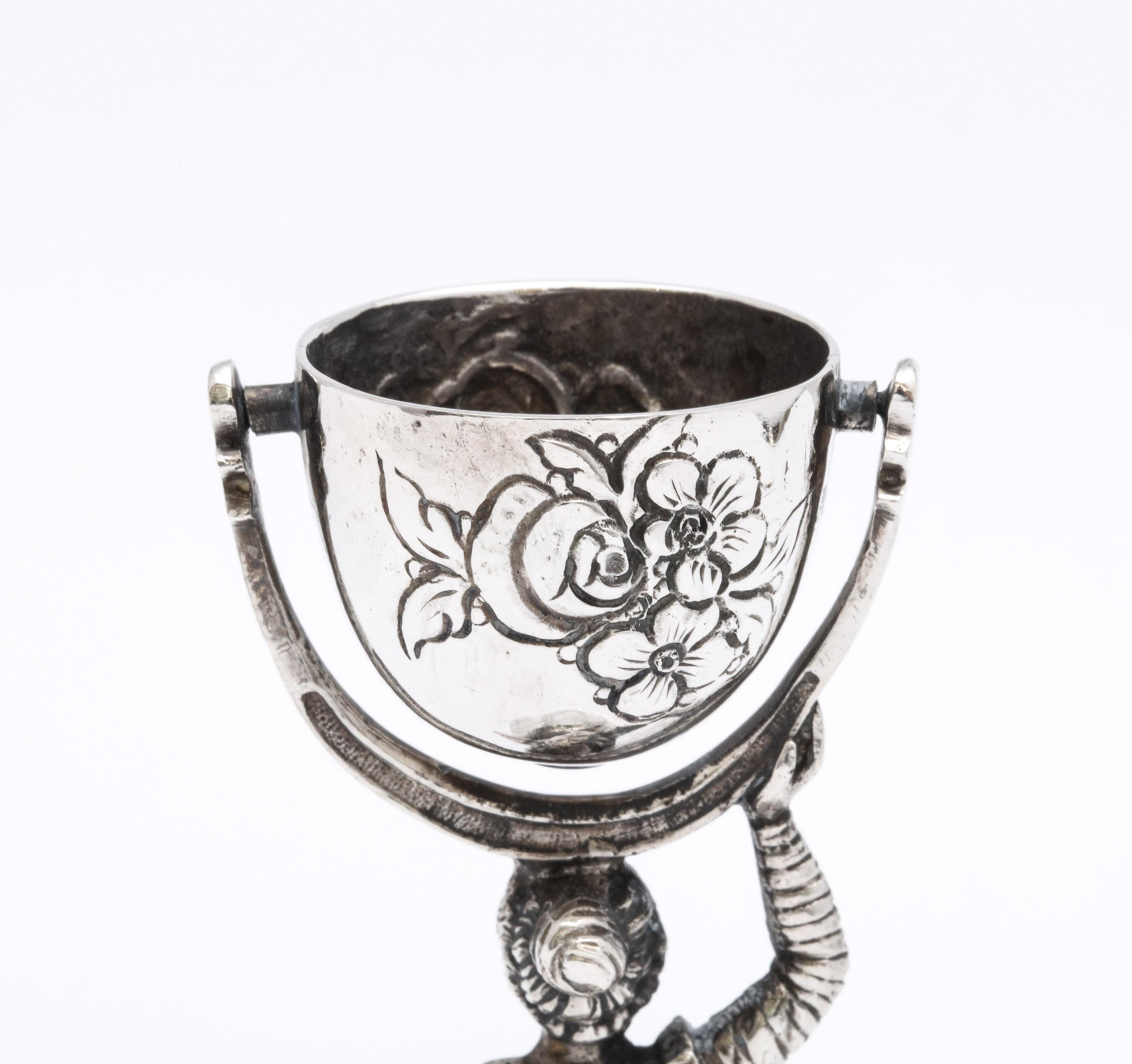 Unusual Victorian Period Hanau Continental Silver (.800) Wager Cup-Form Bell 11