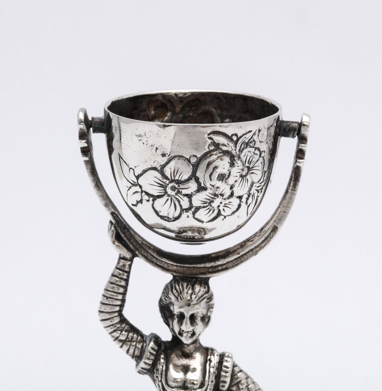 Sterling Silver Unusual Victorian Period Hanau Continental Silver (.800) Wager Cup-Form Bell For Sale