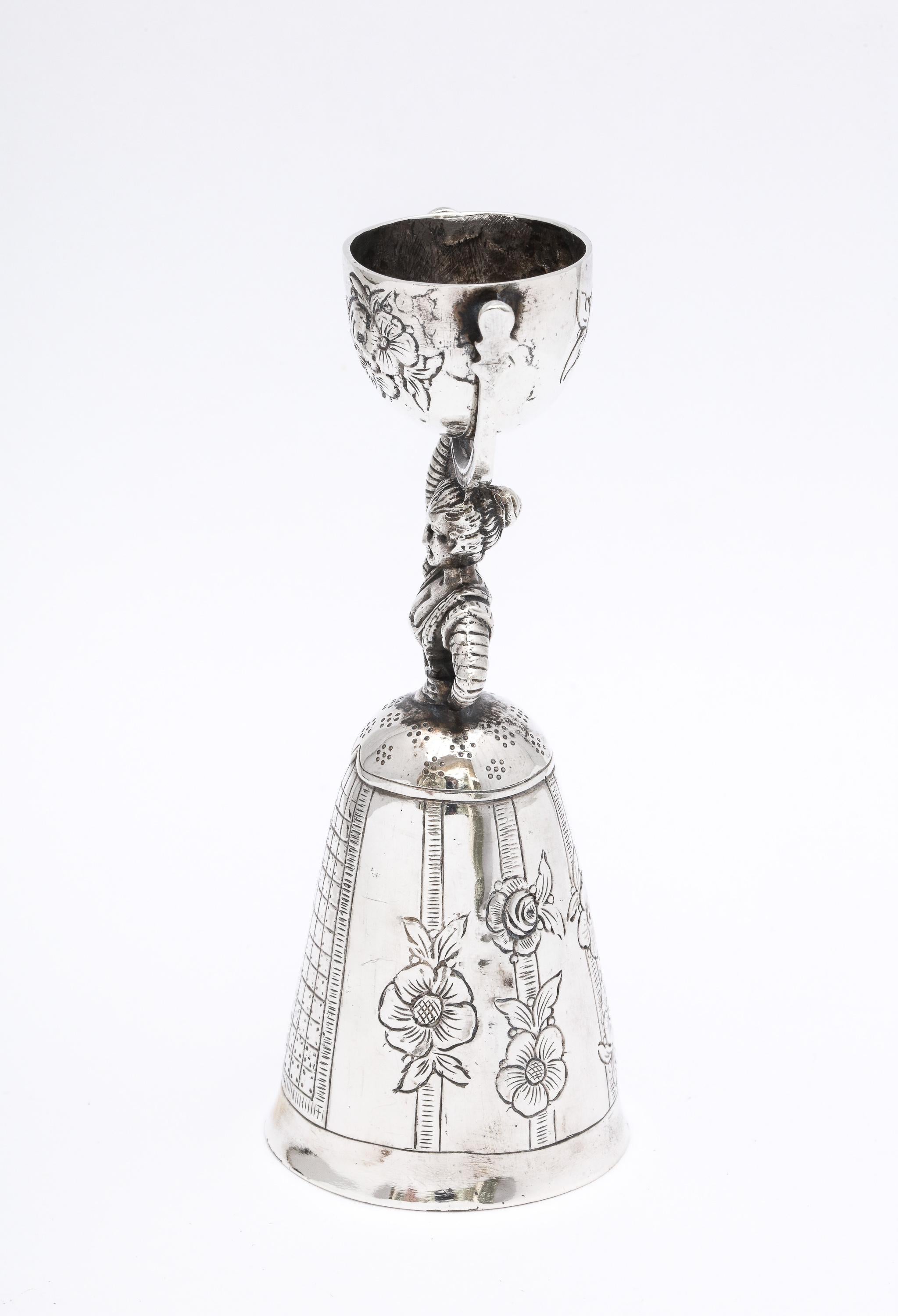 Sterling Silver Unusual Victorian Period Hanau Continental Silver (.800) Wager Cup-Form Bell