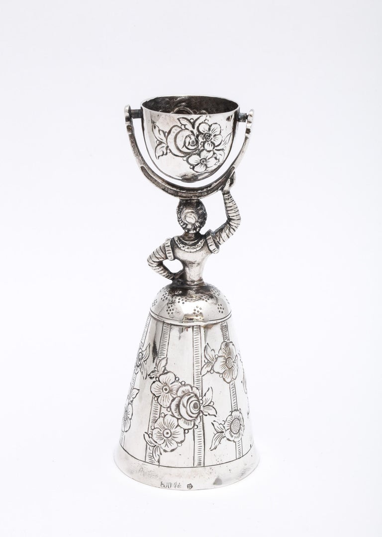 Unusual Victorian Period Hanau Continental Silver (.800) Wager Cup-Form Bell For Sale 3