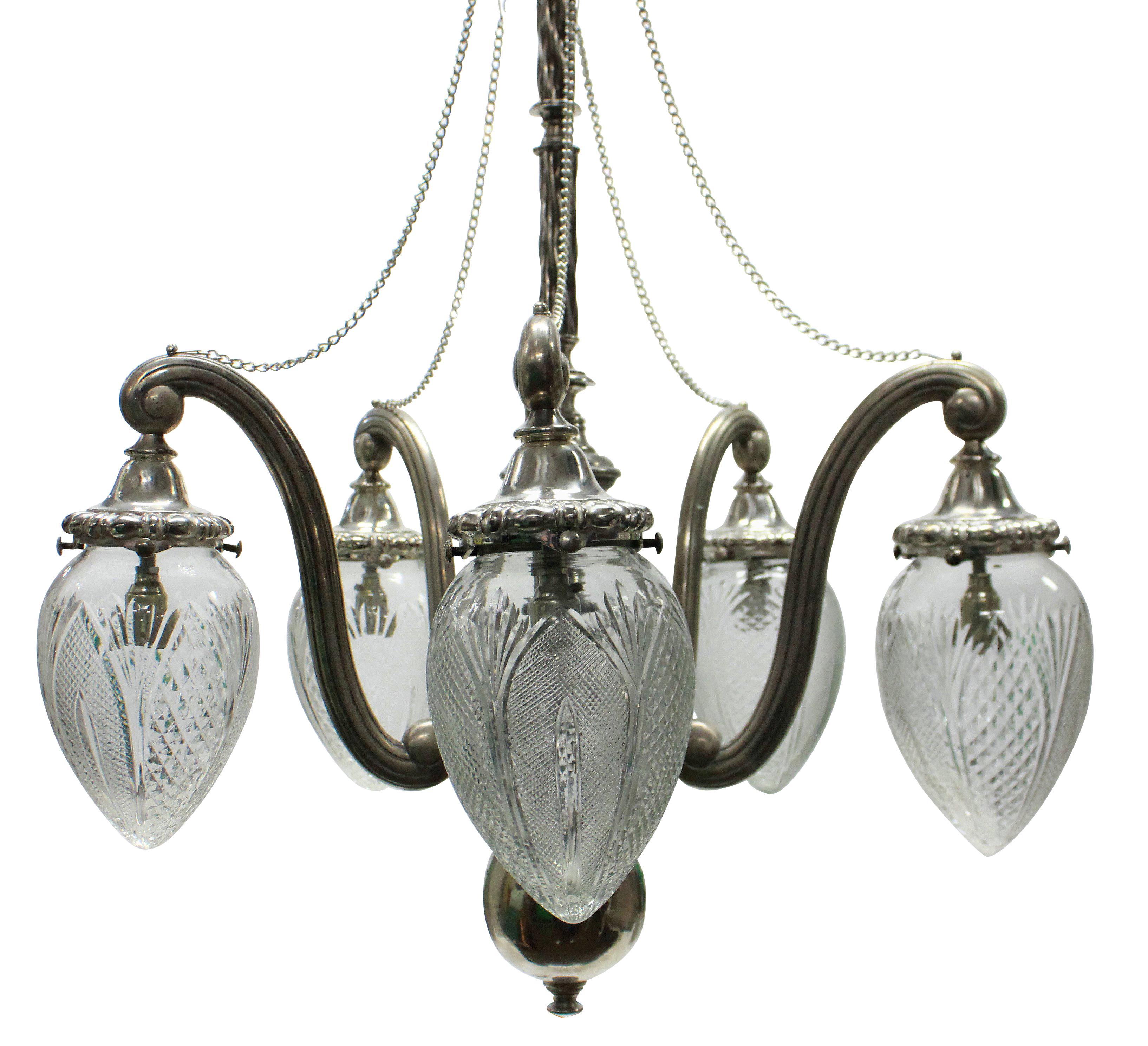 English Unusual Victorian Silver Pendant Light