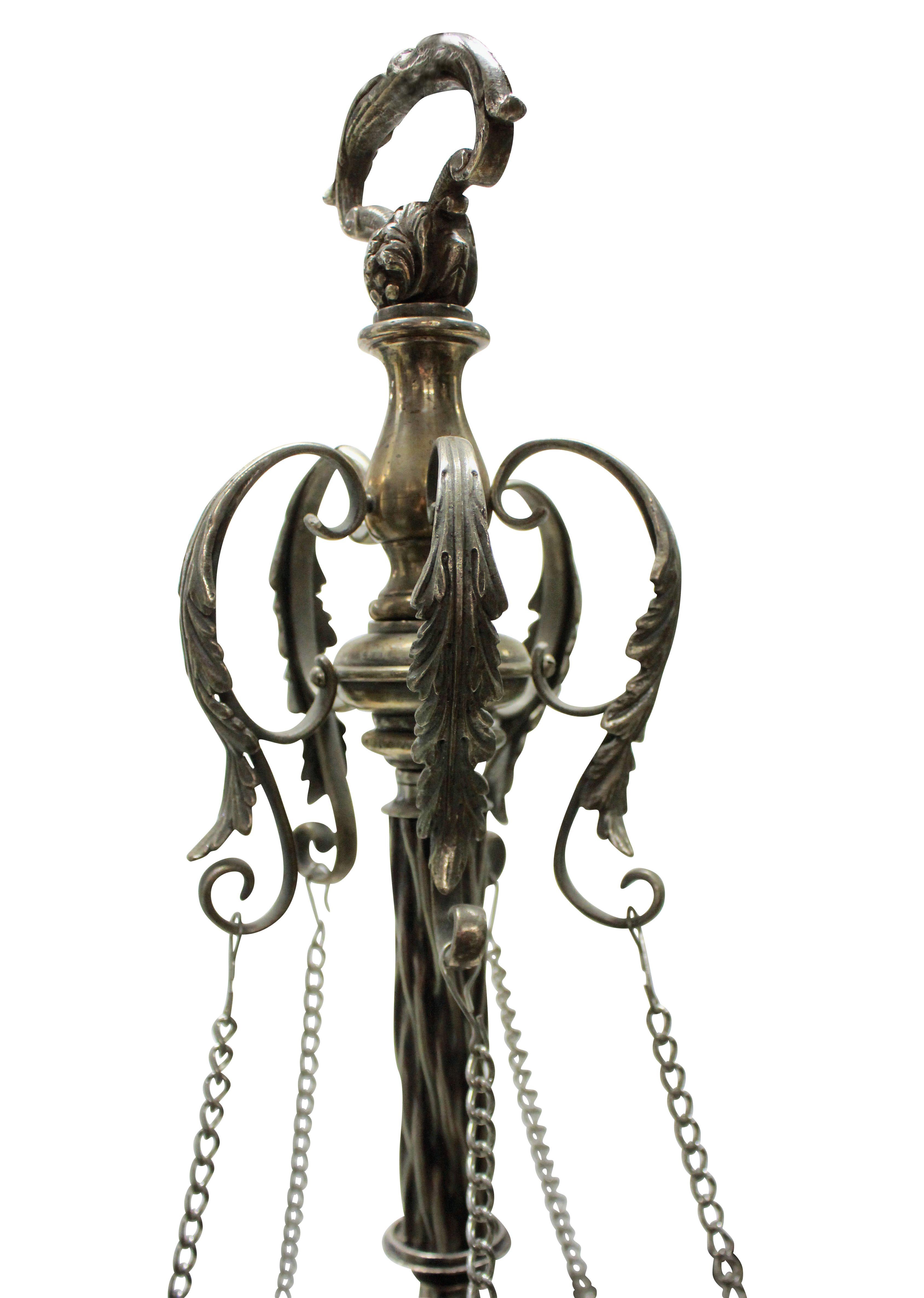 Unusual Victorian Silver Pendant Light In Good Condition In Kent, Dover