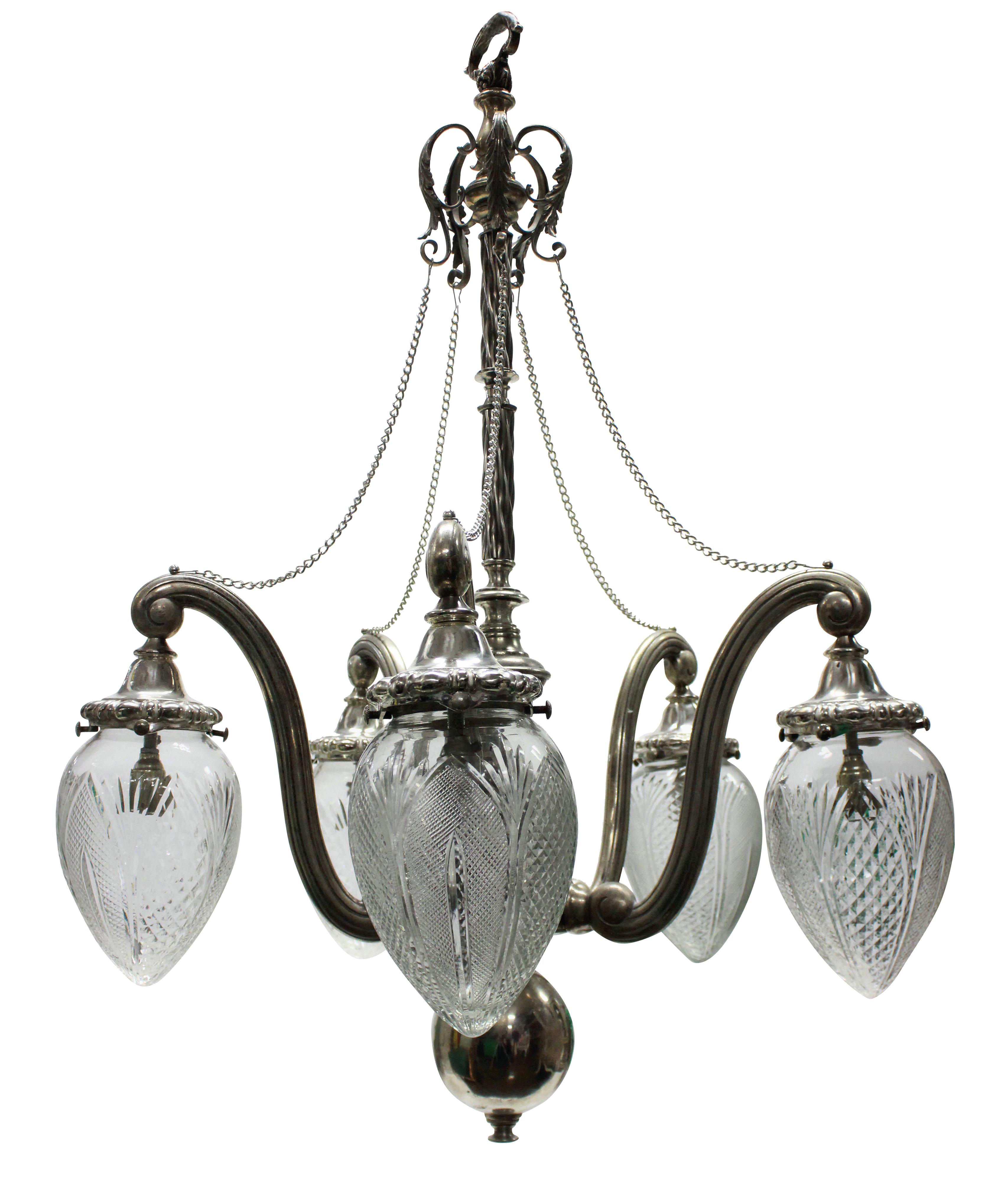 19th Century Unusual Victorian Silver Pendant Light