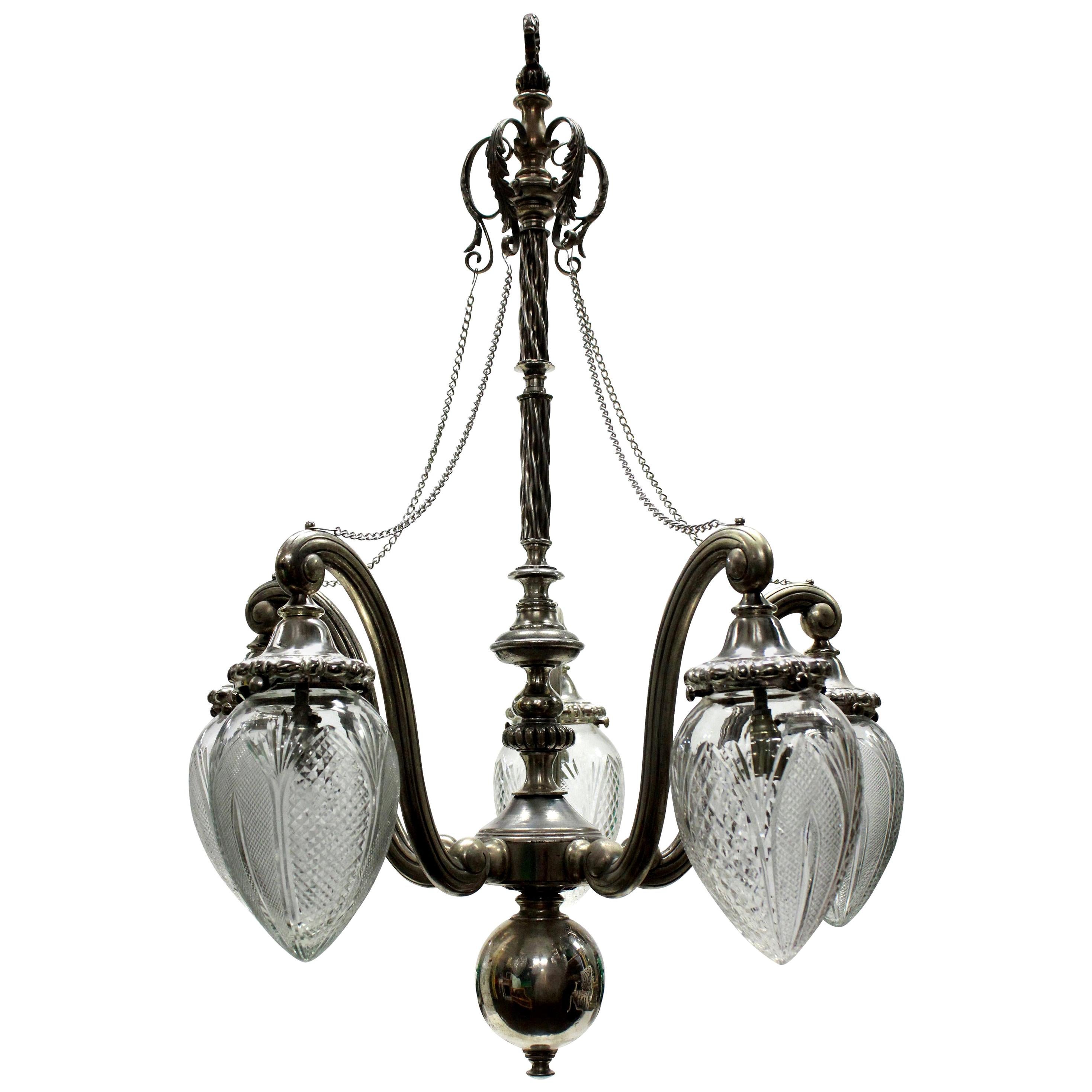 Unusual Victorian Silver Pendant Light